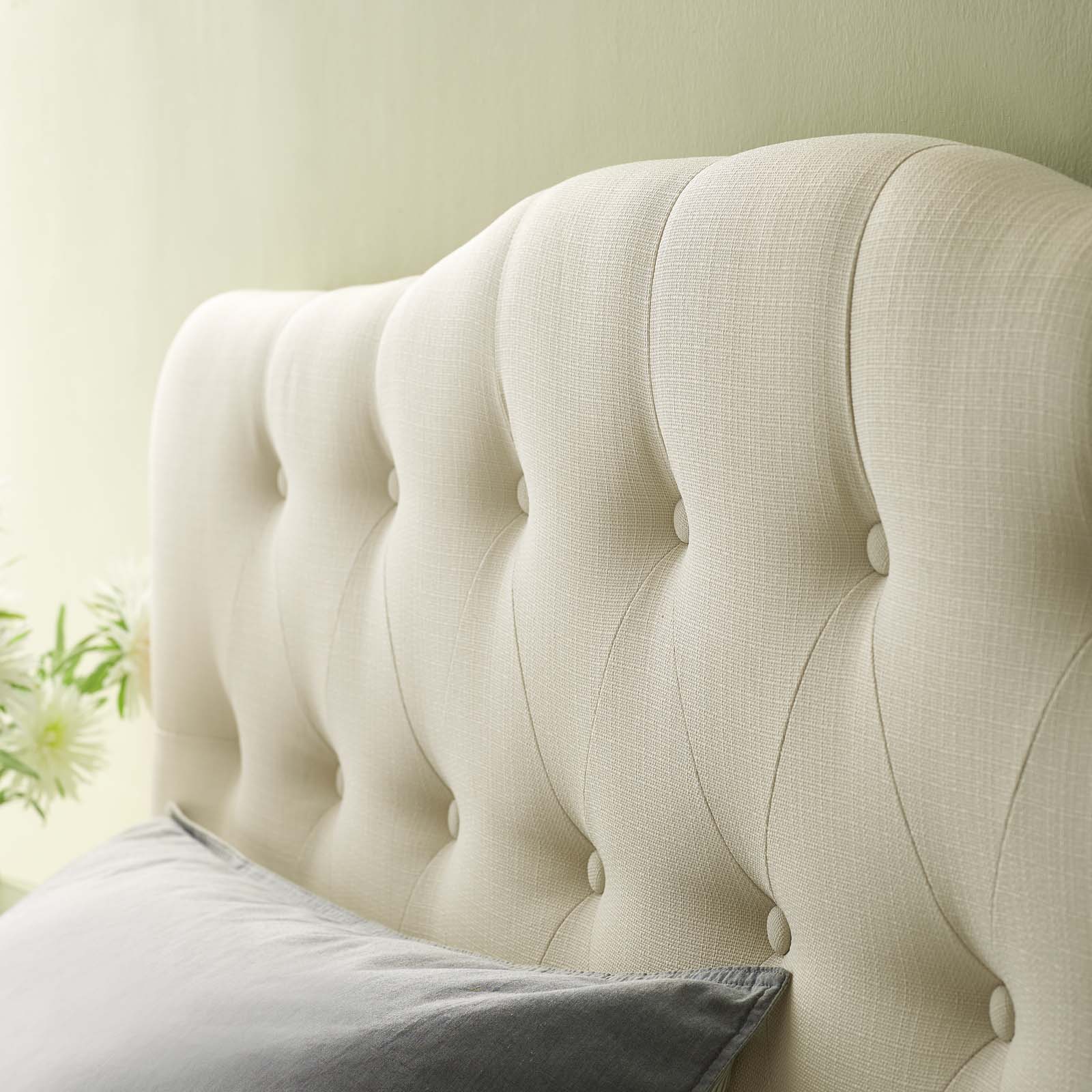 Annabel Upholstered Fabric Headboard - Queen Size Bed Frame Headboard with Nailhead Trim - Elegant Bedroom Decor for Master Bedroom & Guest Room