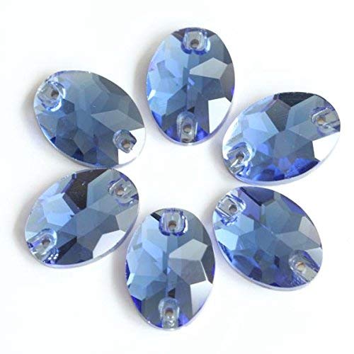 STORE99® 36pcs Black Diamond Rhinestones - 11x16mm Oval Shape, All Colors, Flatback with 2 Holes for Sewing - Premium Crystal Diamante for DIY Clothing, Costumes, and Accessories