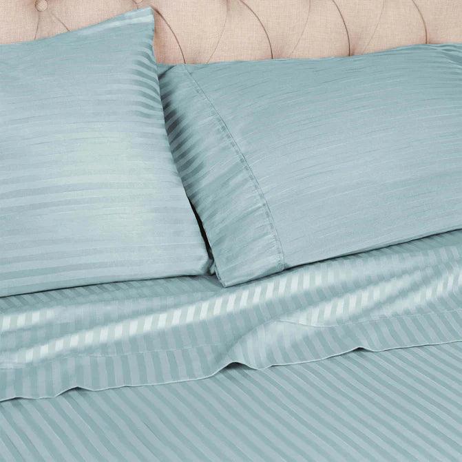 Premium Egyptian Cotton 300 Thread Count Pillowcase Set - 2 Piece Striped Bedding for Luxury Hotels & Home Decor | Soft Breathable Pillow Covers for Ultimate Comfort