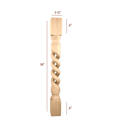 Large Solomon Open Barley Right Twist Island Post - Rustic Farmhouse Decor for Porch, Garden & Patio