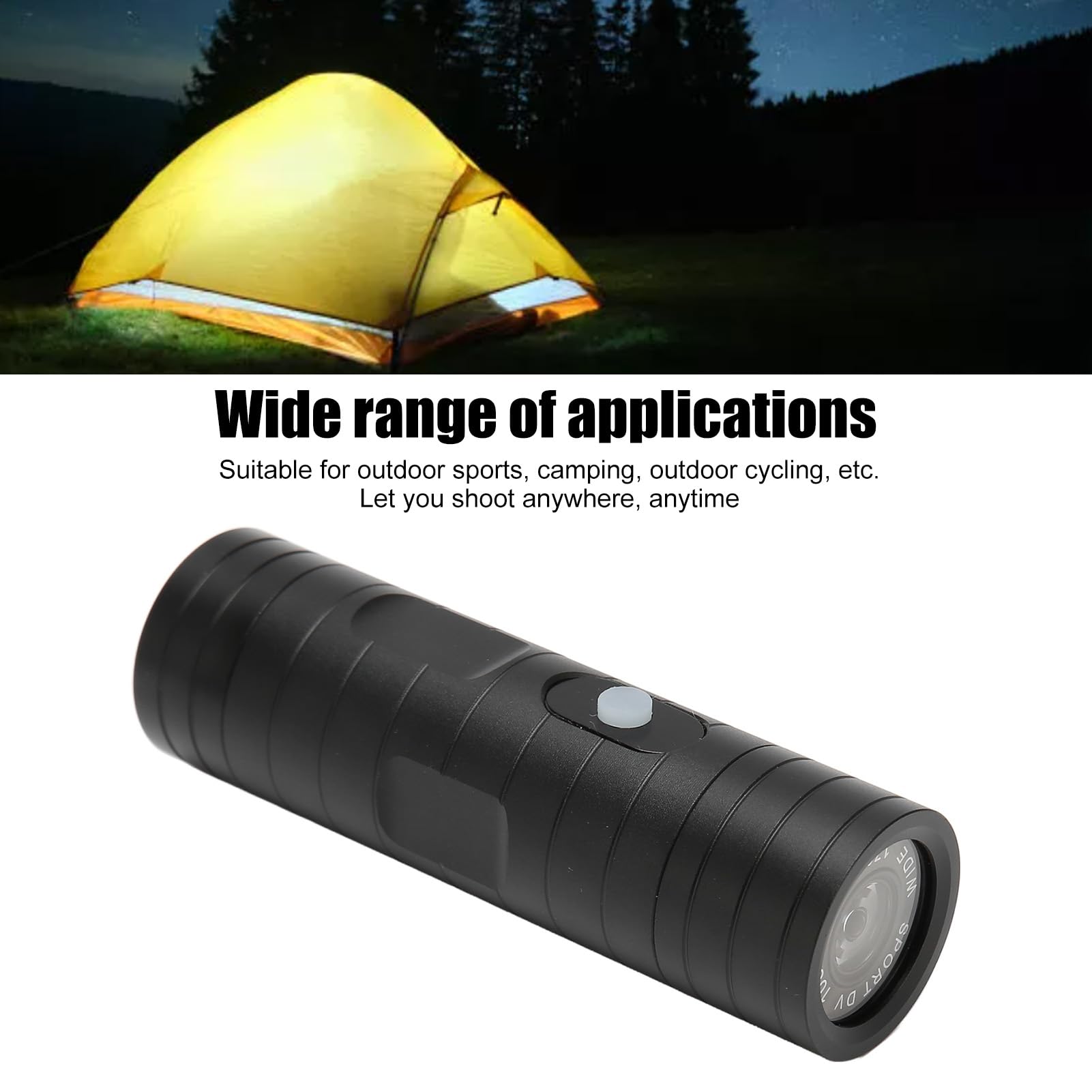 PUSOKEI 1080P Waterproof Motorcycle Helmet Camera - LED Light Bike Video Camera, Mini Sports Action Camera for Cycling, Motorcycling & Outdoor Adventures