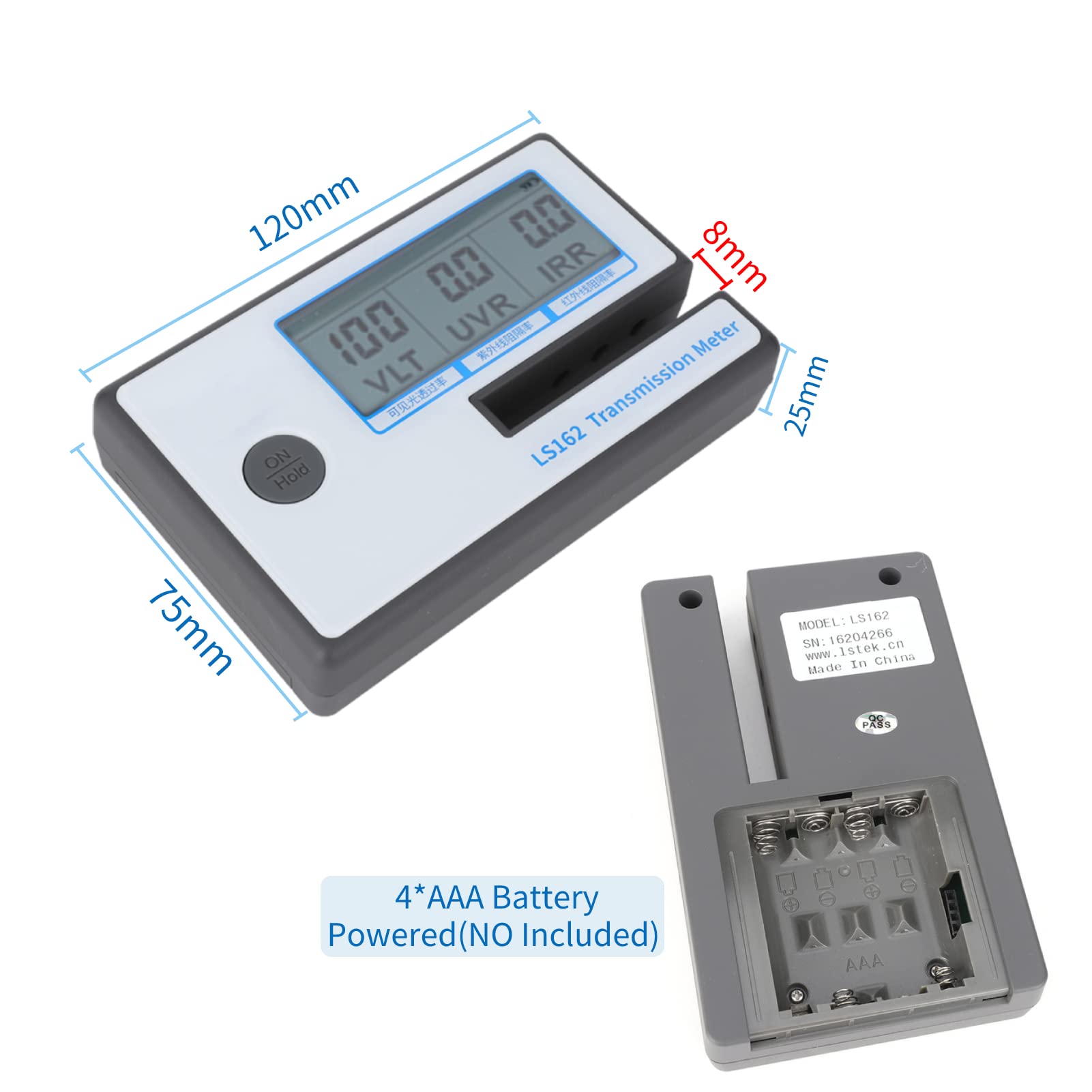 Professional LS162 Solar Film Window Tint Meter - Digital IR VL Tester for Measuring Car Window Film, Tinted Glass & Windshield Shades | Perfect for Auto Shops, DIY Car Tinting & Home Window Film Installation