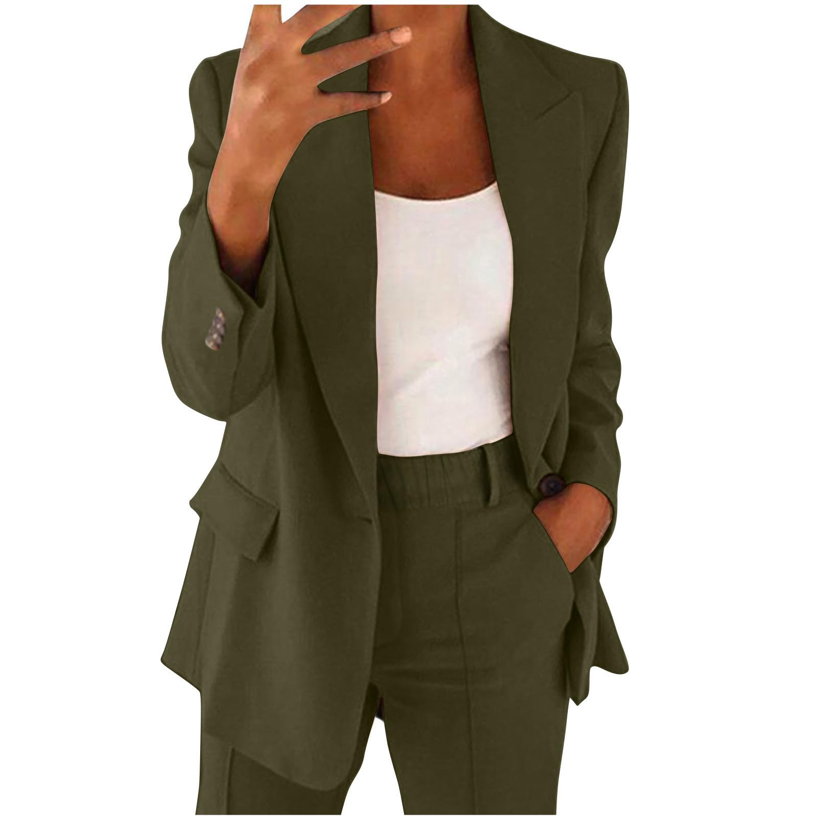 Women's 2-Piece Blazer Suit Set - Trendy Casual & Business Outfits for Fall | Lounge Sets & Dressy Jacket Combos for Office, Dating & Travel
