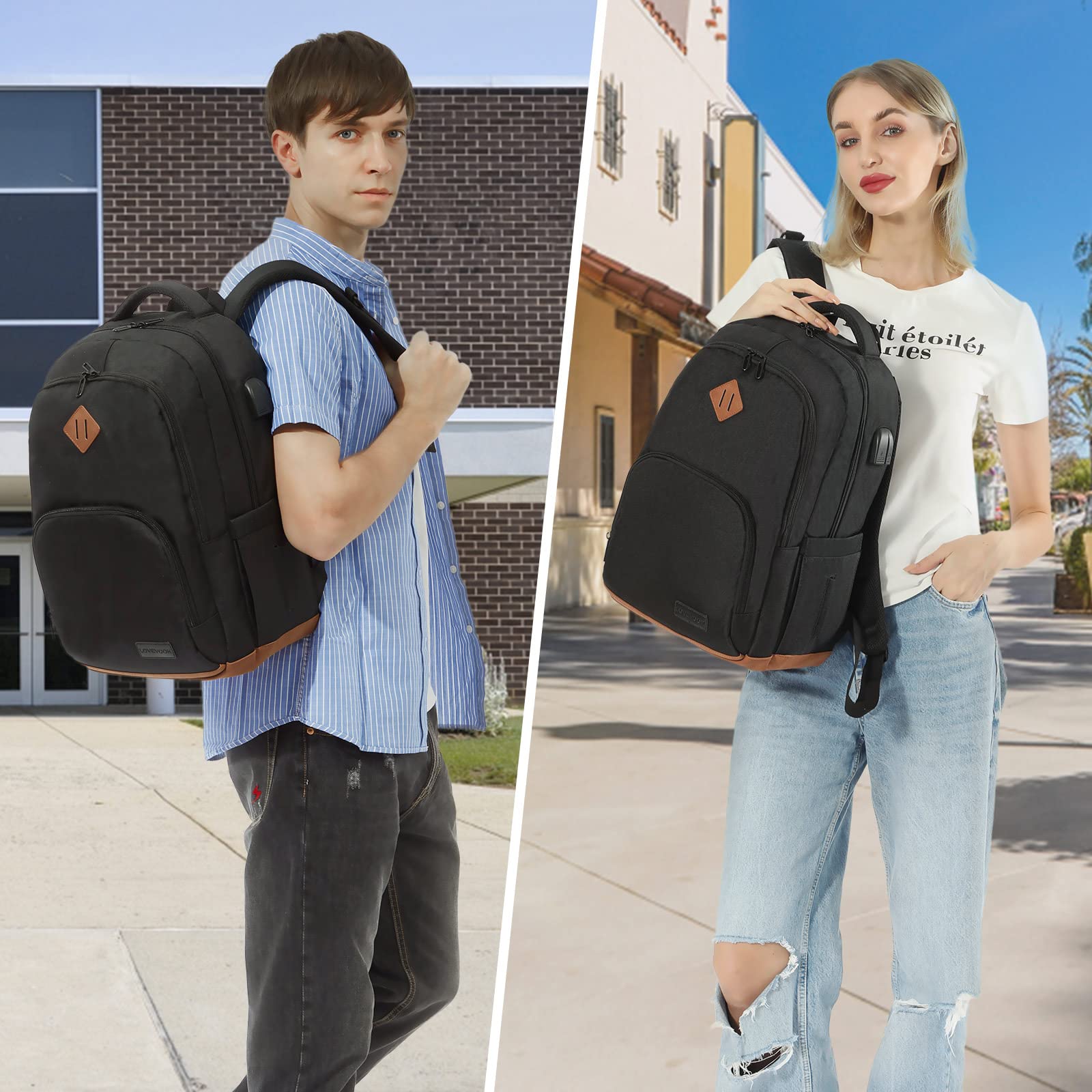 LOVEVOOK Classic Water Resistant Backpack for Women & Men - 15.6 Inch Laptop Compartment, College School Bookbag - Perfect for Work, Travel & Daily Commute | Durable Daypack for Students & Professionals