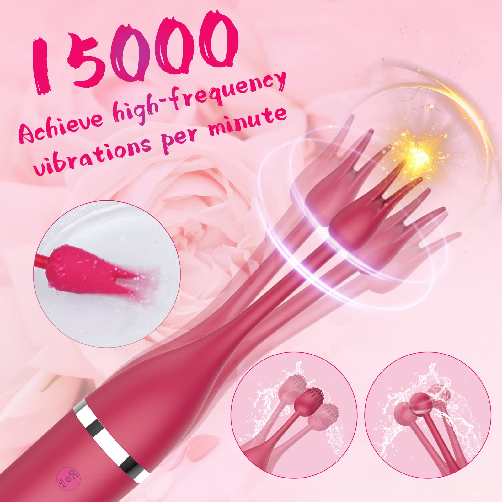 Premium Clitoral Stimulator for Women - 3 Silicone Heads, 10 Vibration Modes, G-Spot & Nipple Stimulation | Waterproof Adult Sex Toy for Solo Play & Couples Intimacy