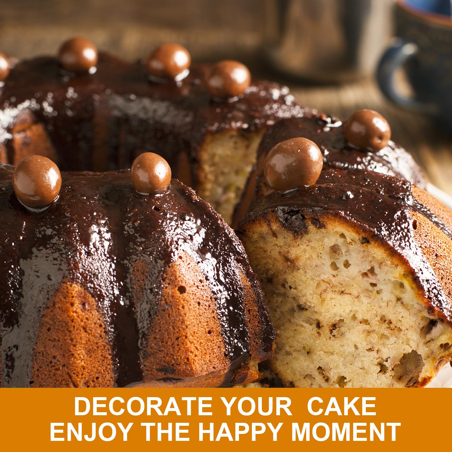 Nonstick 9.5 Inch Bundt Cake Pan Set of 2 - Heavy Duty Carbon Steel 12 Cup Pound Cake Mold for Baking Bundt Cakes, Buntelet, Bavarois & Brownies (Grey) - Perfect for Holiday Desserts, Birthday Parties & Family Gatherings
