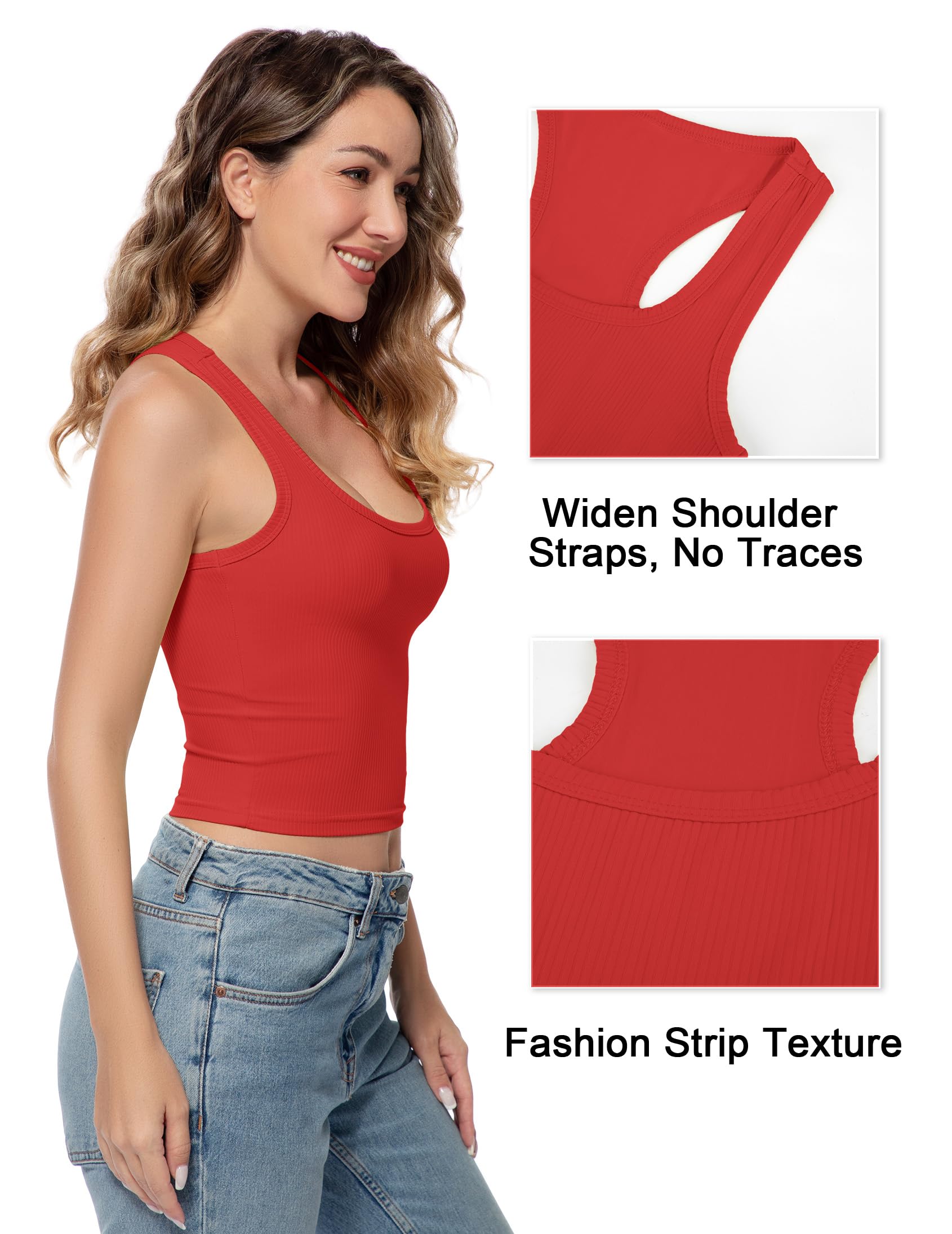 Women's Cotton Crop Tank Top - Sleeveless Square Neck Racerback Workout Shirt for Running & Yoga | Breathable & Comfortable Activewear for Gym, Sports & Casual Wear