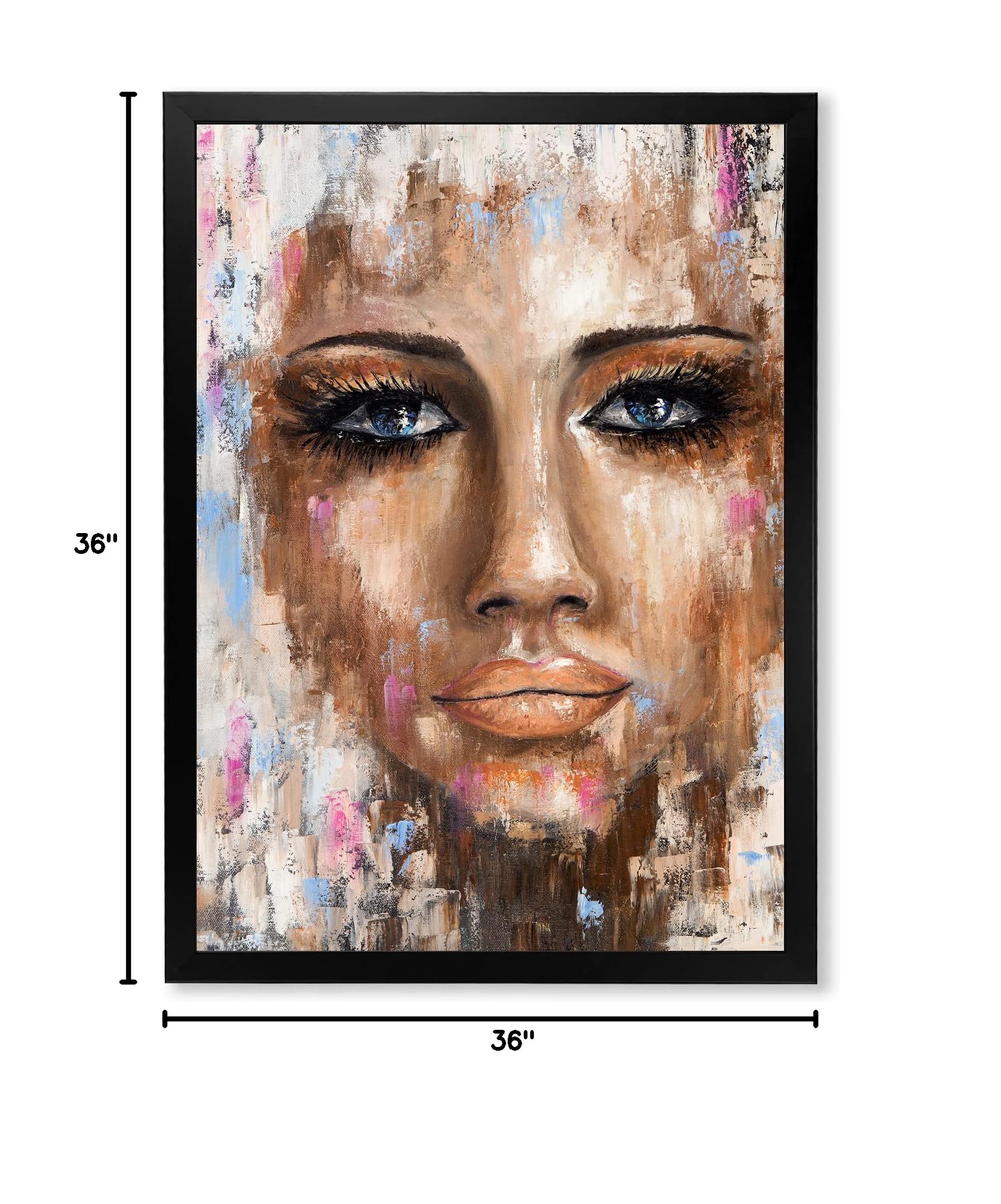 Abstract Portrait of a Young Woman - Modern Framed Wall Art Decor for Living Room, Bedroom & Office - Premium Canvas Painting Home Decor