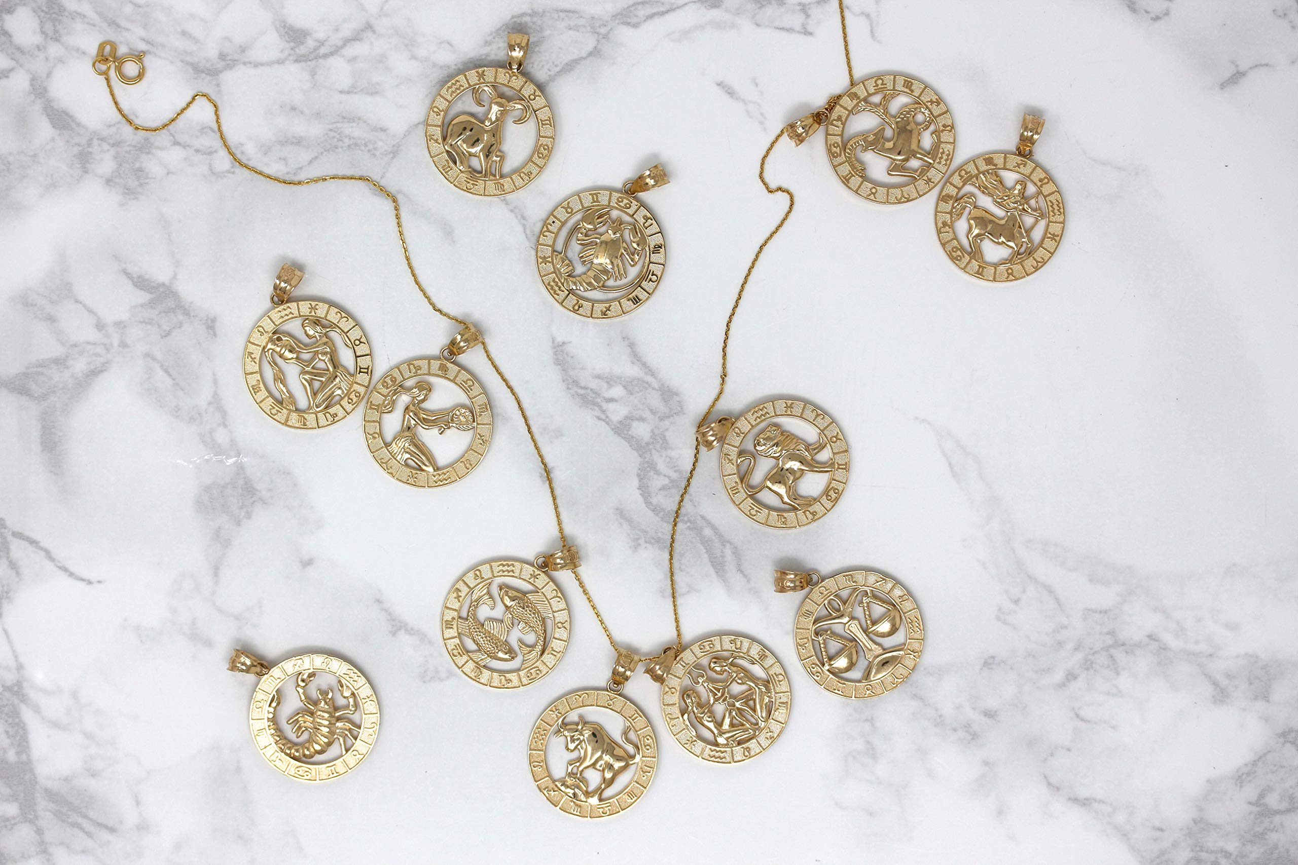 10K Yellow Gold Zodiac Pendant Necklace - Personalized Zodiac Sign Jewelry for Women - Perfect Gift for Birthday, Anniversary & Everyday Wear