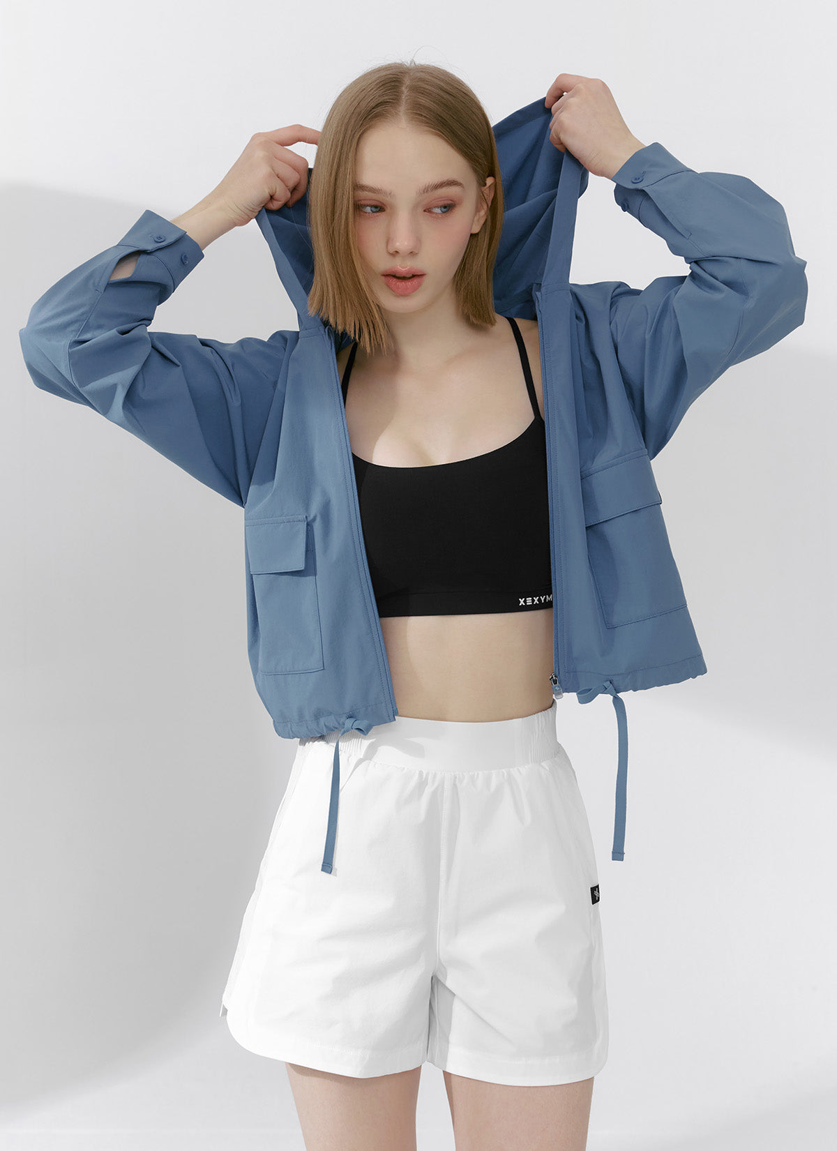 Lightweight Woven Hooded Crop Jacket for Women - Stylish Outerwear for Spring & Fall - Perfect for Casual Outings, Layering & Streetwear Fashion