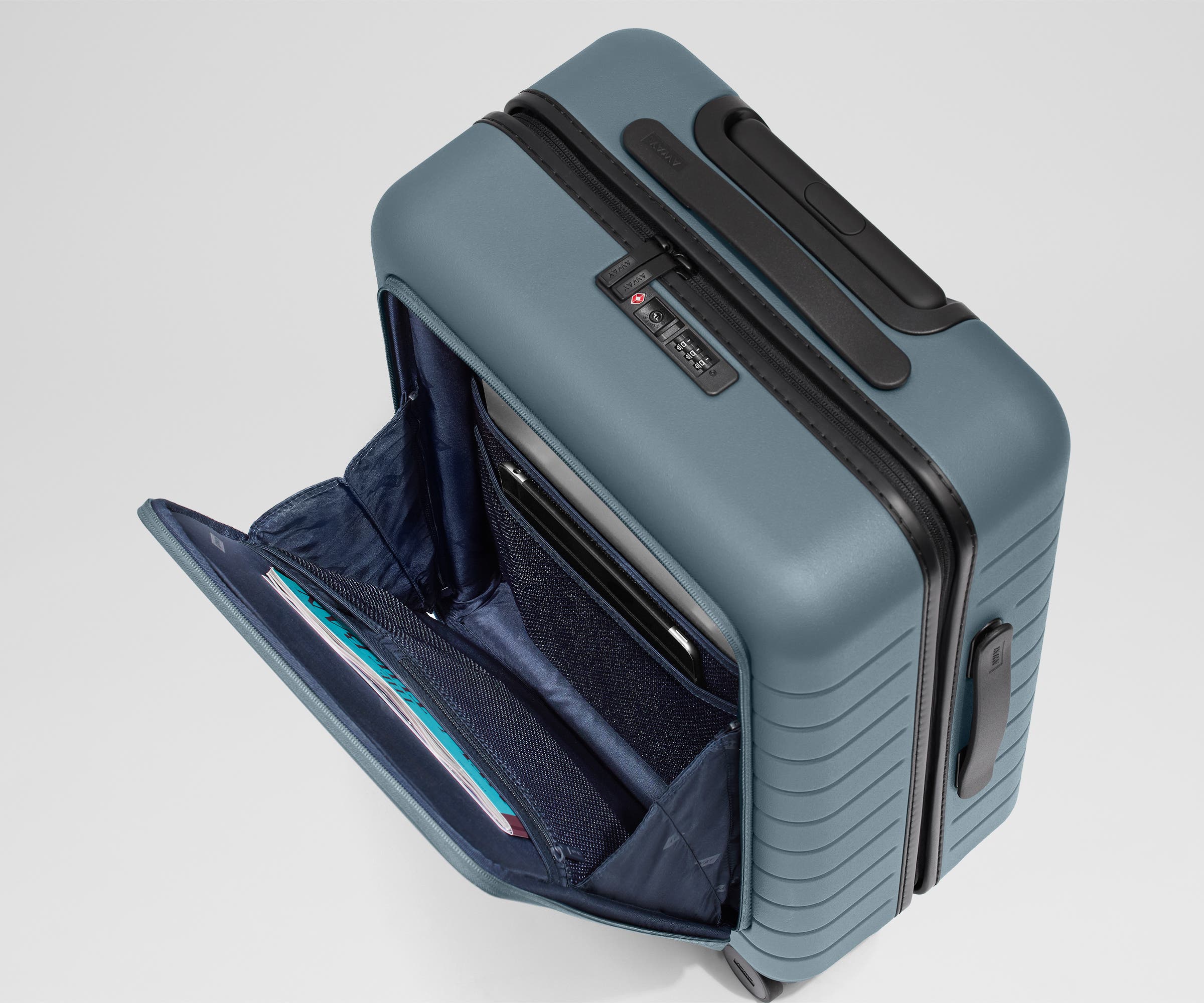 Executive Bigger Carry On Luggage in Coast Blue - Perfect for Business Travel & Weekend Getaways