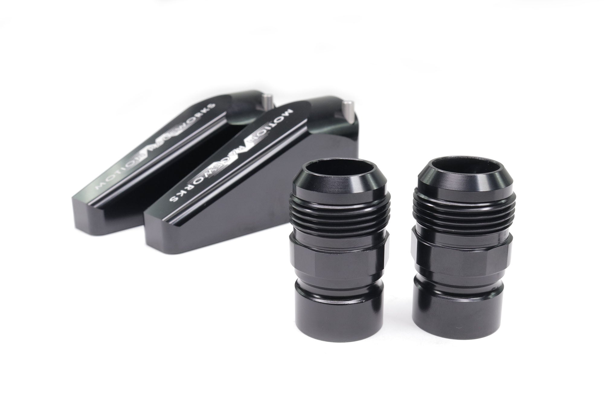 Black Anodized Billet Burn Down Breather Quick Release Fittings (Pair) - High Performance Automotive & Racing Applications