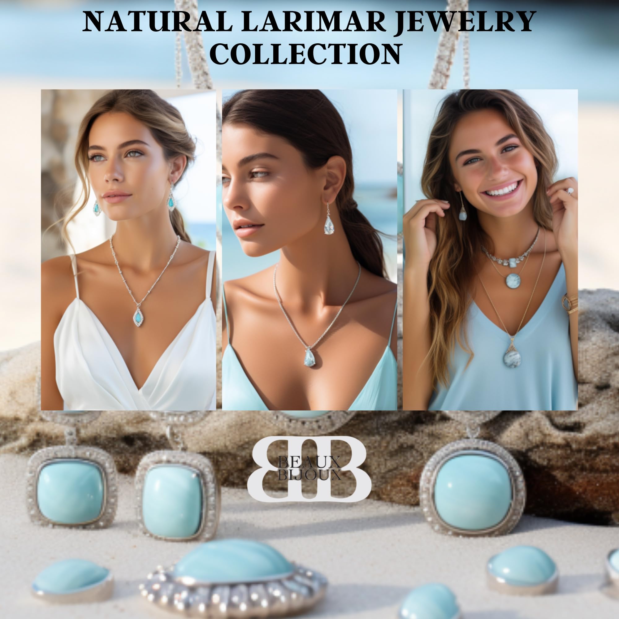 Natural Larimar Sterling Silver Dangle Earrings for Women - Hypoallergenic Round Blue Larimar Jewelry | Perfect for Weddings, Parties & Everyday Wear
