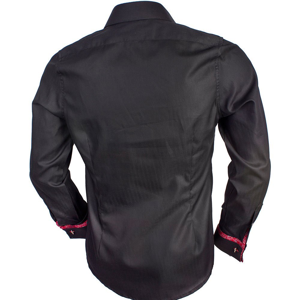 Premium Black & Red French Cuff Dress Shirts for Men - USA Made Formal Business Attire - Perfect for Weddings, Office Meetings & Special Occasions