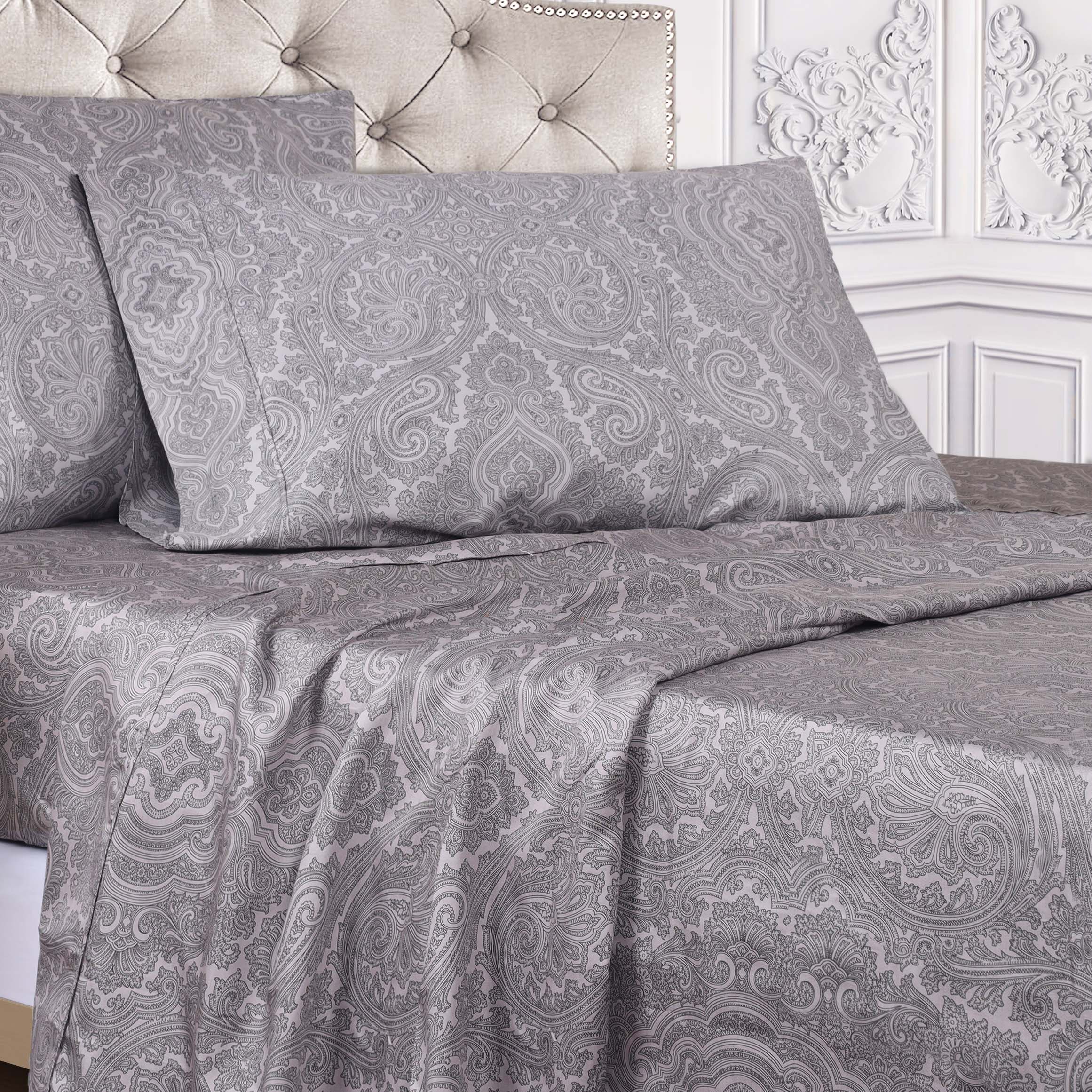 Italian Paisley 600 Thread Count Cotton Blend Deep Pocket Sheet Set - Ultra Soft Bedding for Queen & King Size Beds - Perfect for Luxury Hotels, Guest Rooms & Master Bedrooms