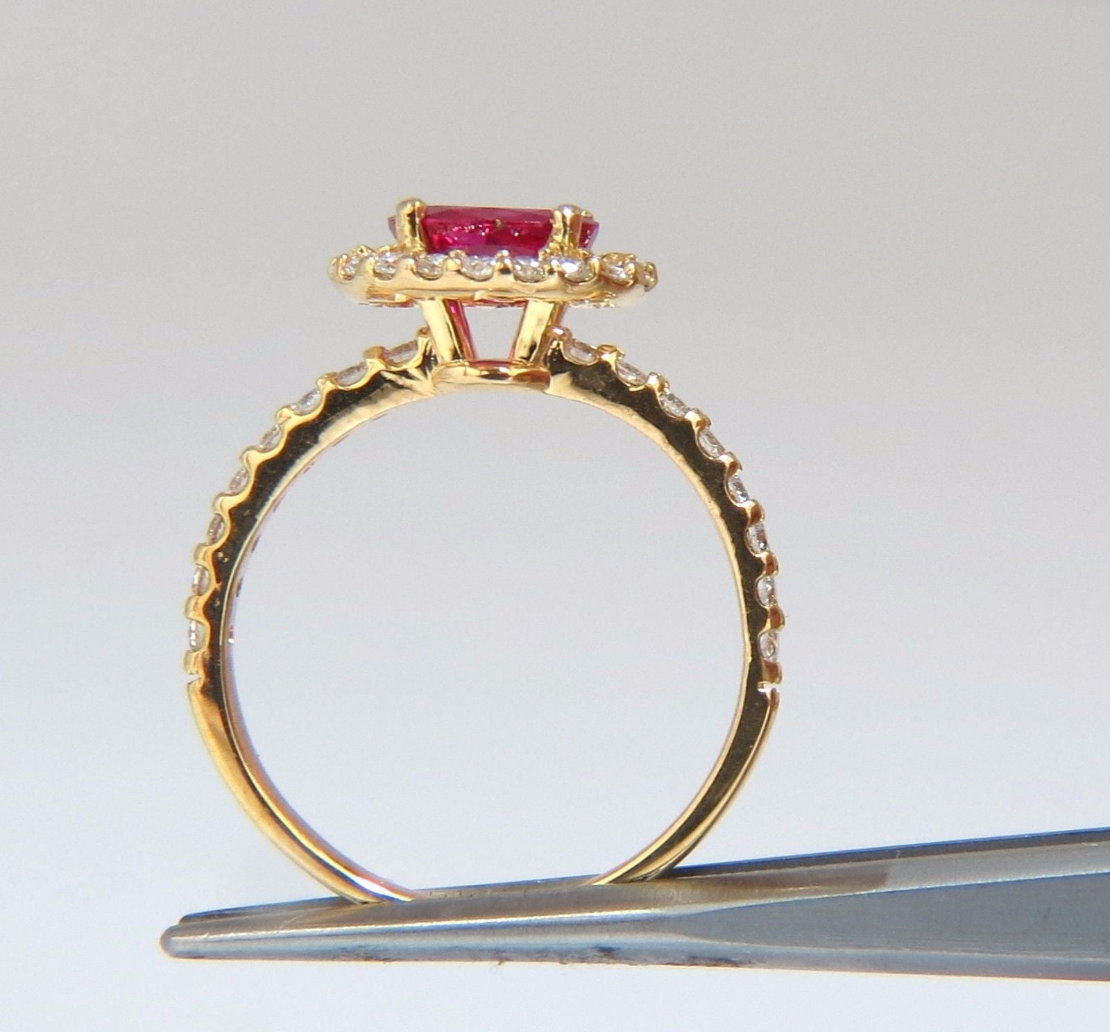 GIA Certified 1.01ct Oval Cut Red Ruby & 0.50ct Diamond Ring in 14K Gold - Elegant Engagement, Wedding, or Anniversary Jewelry Gift