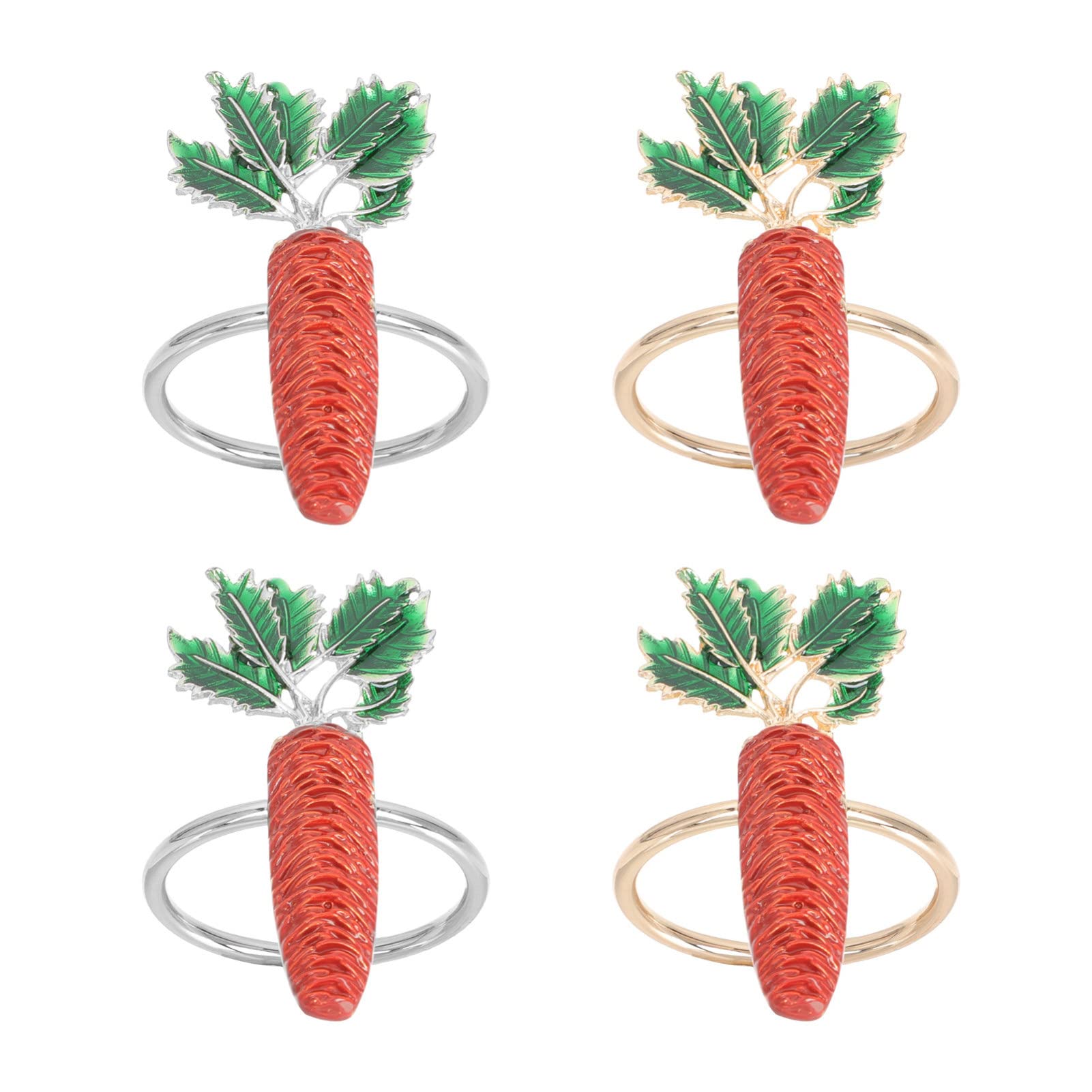 Vintage Easter Carrot Napkin Rings Set of 4 - Metal Bunny Rabbit Napkin Holders for Easter Table Decorations - Perfect for Easter Dinner, Spring Brunch & Holiday Table Setting