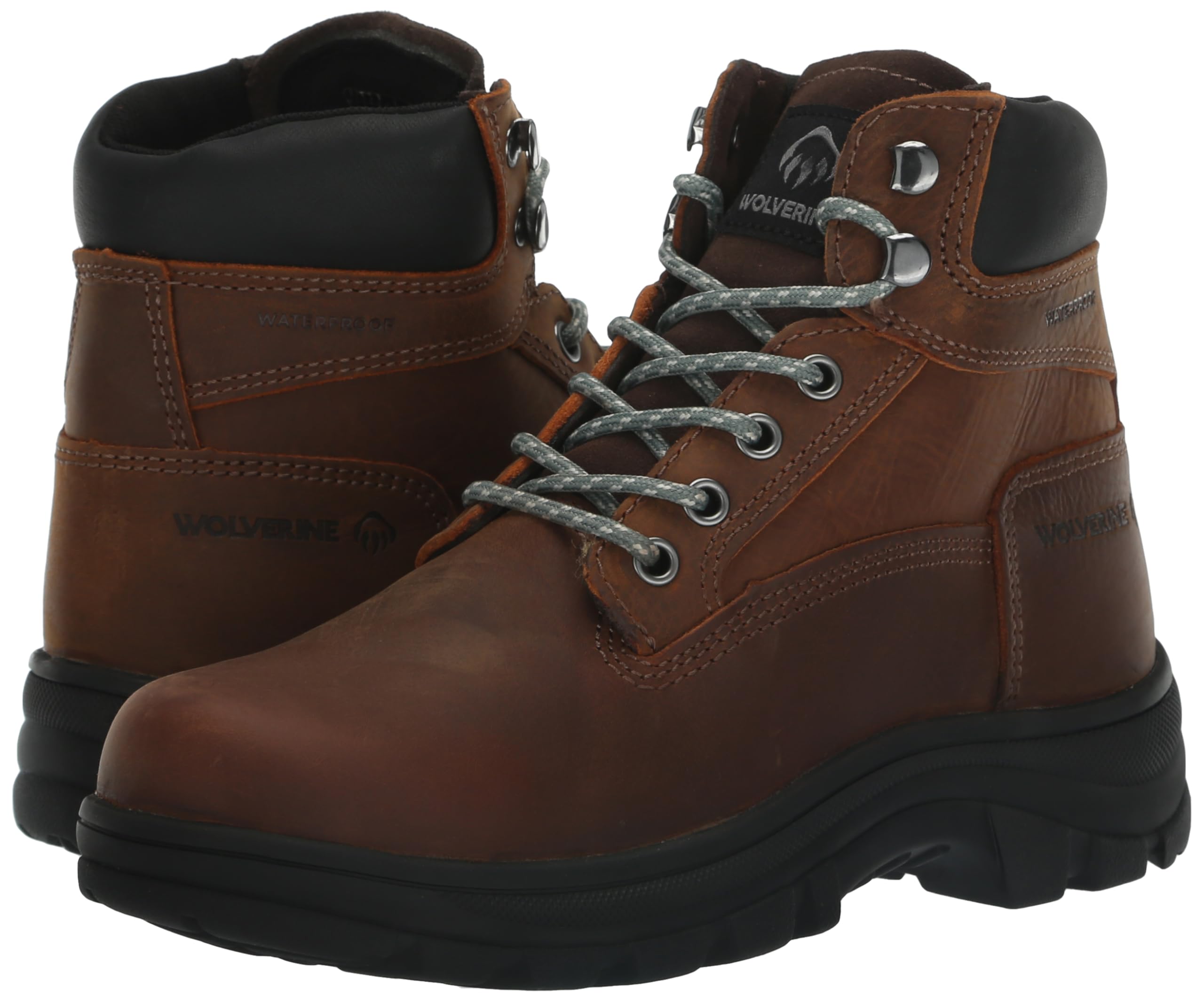 Wolverine Women's Carlsbad 6 Inch Waterproof Steel Toe Work Boots - Durable Non-Slip Construction Shoes for Outdoor, Hiking & Job Site Safety