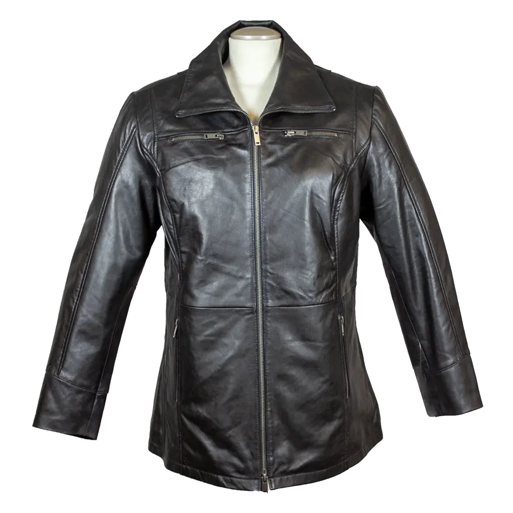 BOL Women's Long Zip-Up Leather Jacket - Stylish Outerwear for Fall & Winter | Perfect for Casual Outfits, Motorcycle Riding & Night Out