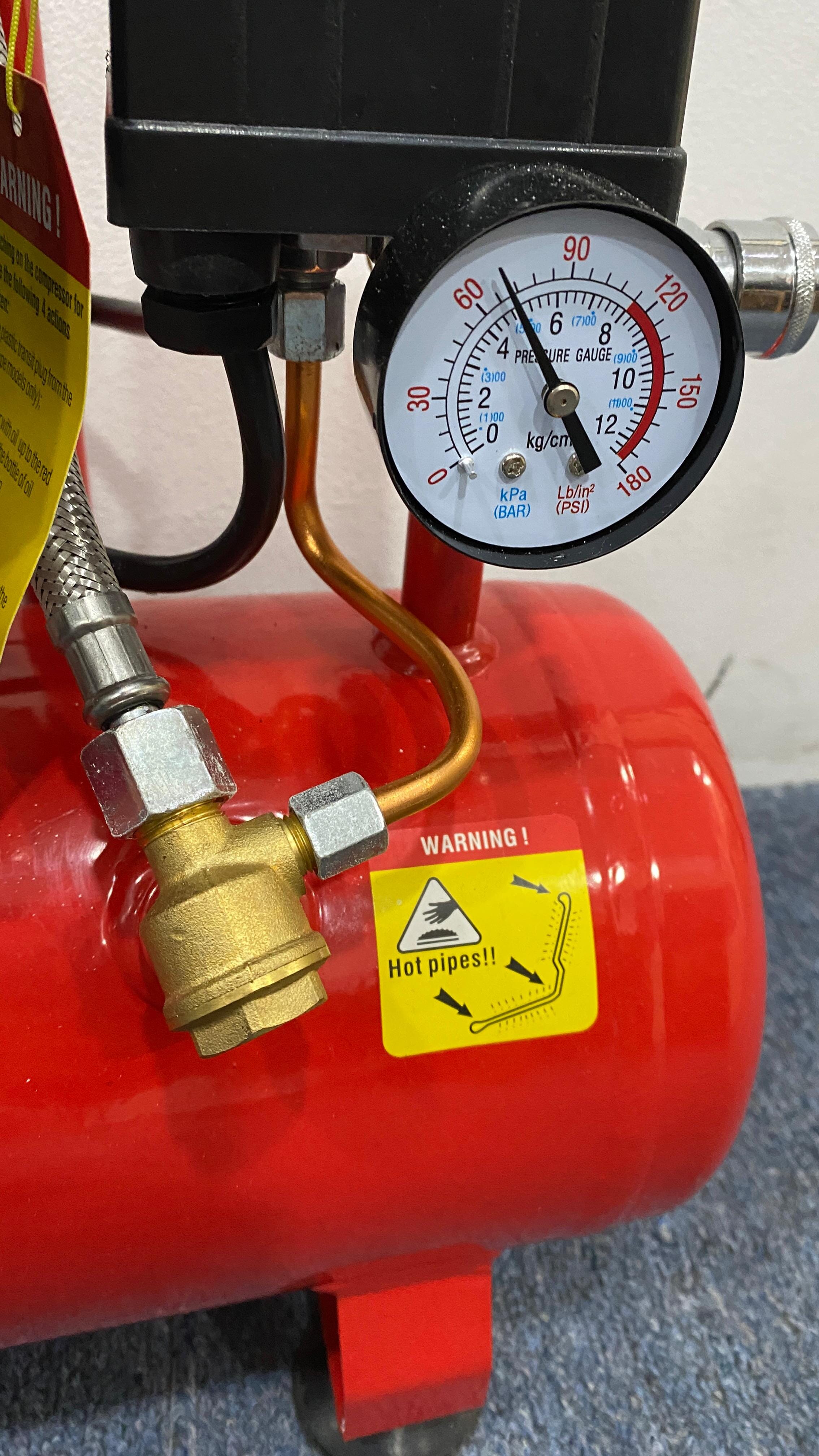 1.5HP 9L Oil-Free Silent Air Compressor by Aiko - Red (Model GDG09 RED) | Perfect for Home DIY, Garage, Workshop & Inflating Tires, Sports Equipment