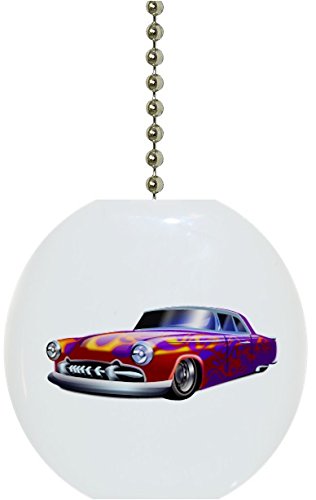 Vintage Purple Hot Rod Car Ceramic Fan Pull - Retro Ceiling Fan Chain Pull Switch Replacement - Perfect for Home, Bedroom, Kitchen & Office Decor