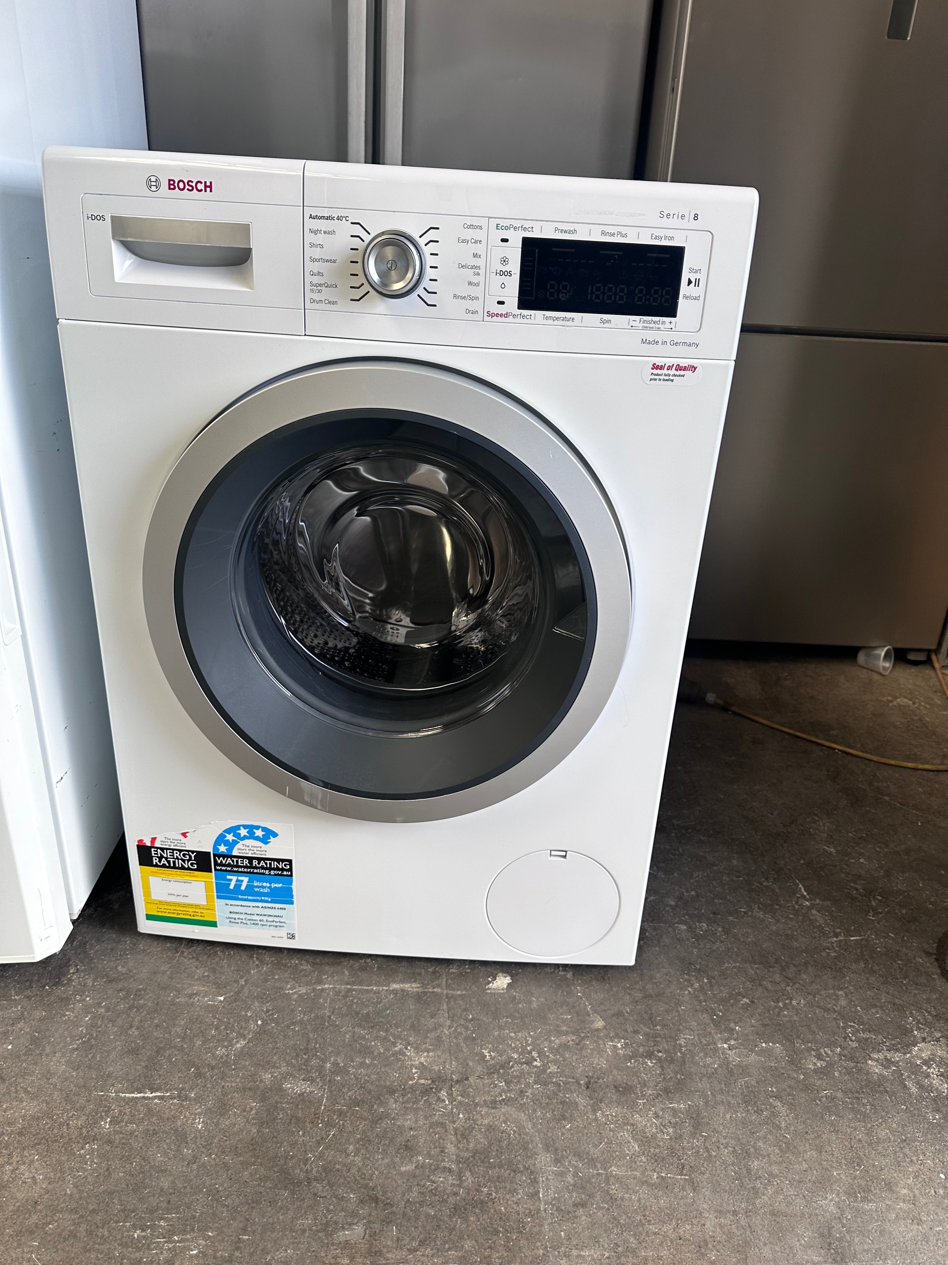 Bosch Series 8 9kg Front Load Washing Machine with i-DOS - Energy Efficient, Quiet, Made in Germany (Certified Refurbished) - Perfect for Apartments, Laundry Rooms & Small Families