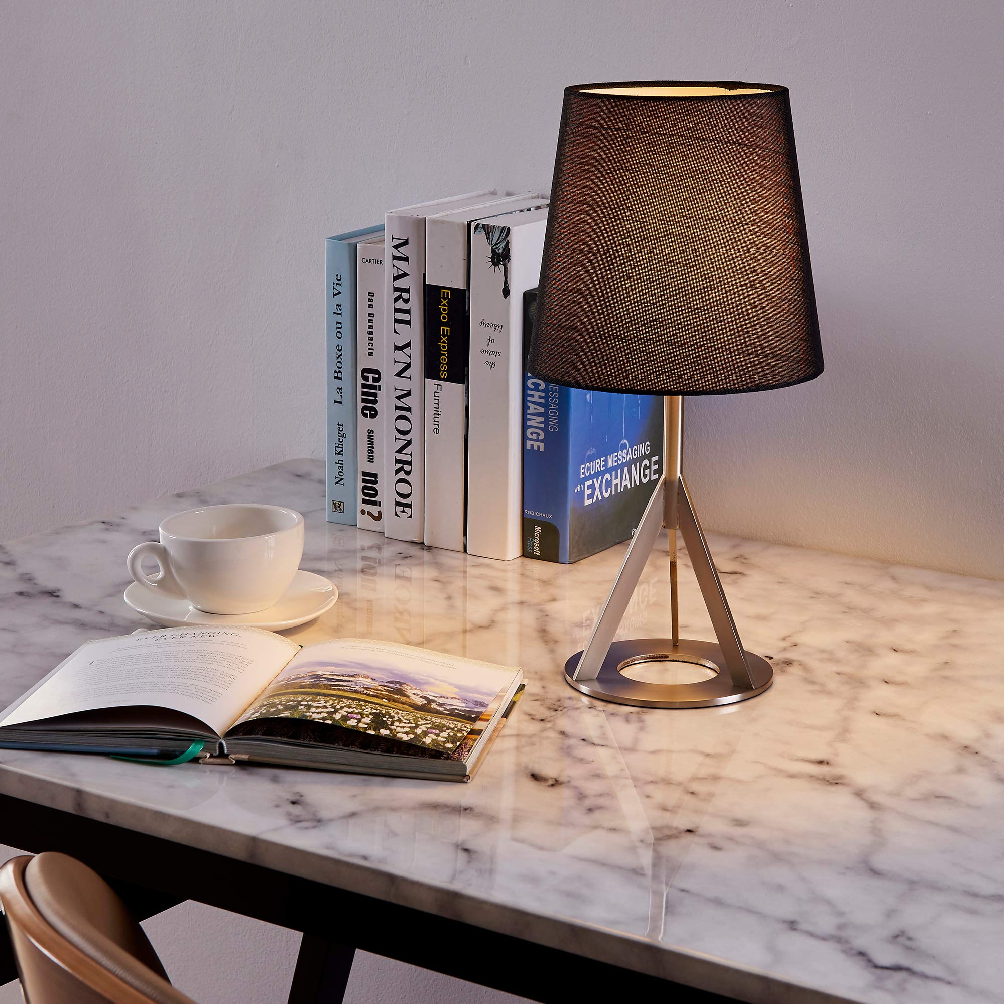 Aria Table Lamps with Nickle Brass Finish - Modern Bedside Lighting for Bedroom, Living Room & Office Decor