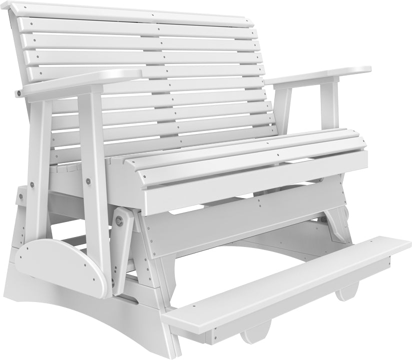 LuxCraft 4 Foot Plain Balcony Glider Chair - Outdoor Patio Swing for Relaxing on Porch, Deck or Garden