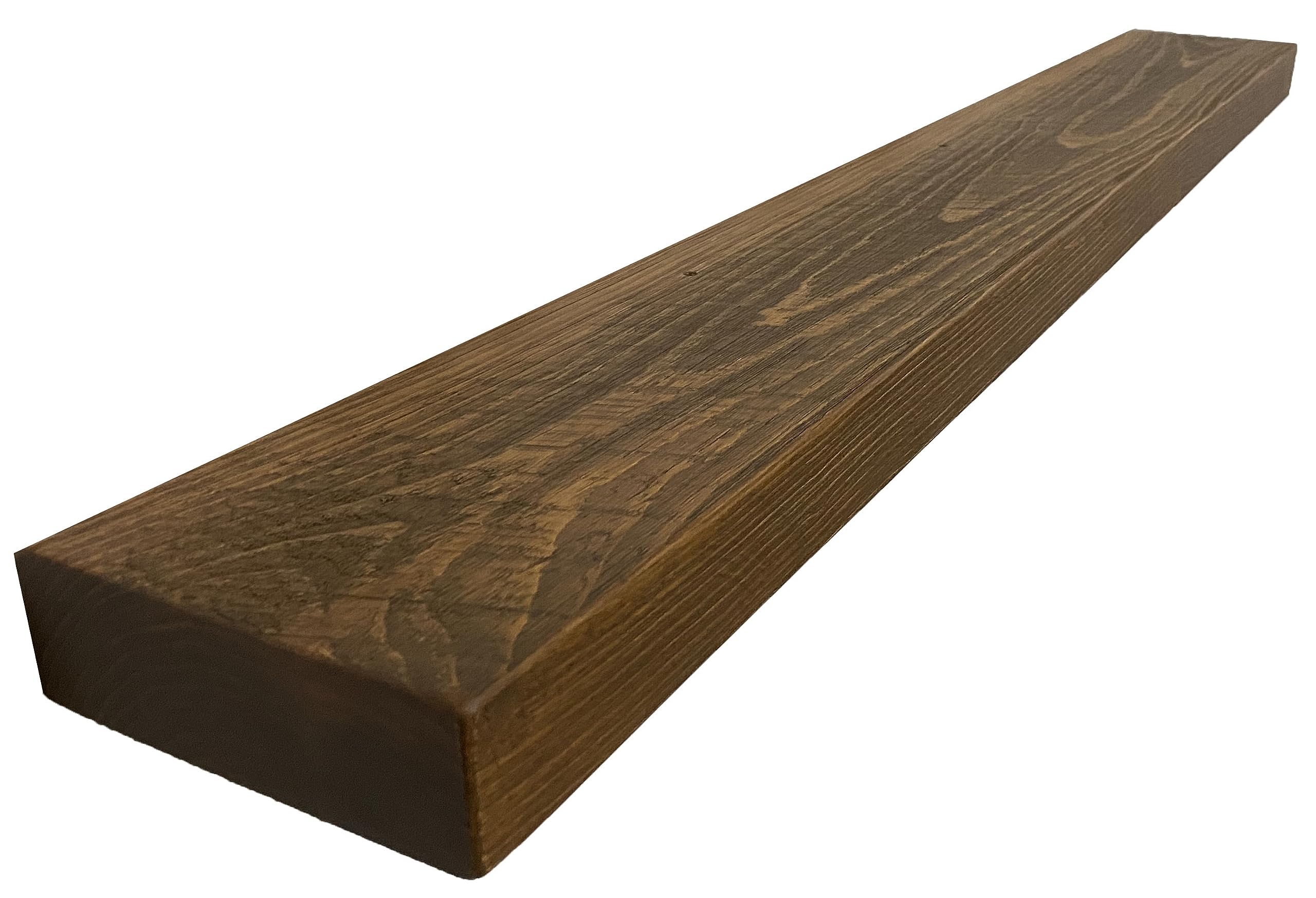 Joel's Antiques - 42 Inch Natural Wood Floating Wall Shelves - Heavy Duty Rustic Shelf for Bedroom, Living Room & Kitchen - Medium Brown 42x6x2 Inches - Perfect for Displaying Books, Photos & Home Decor