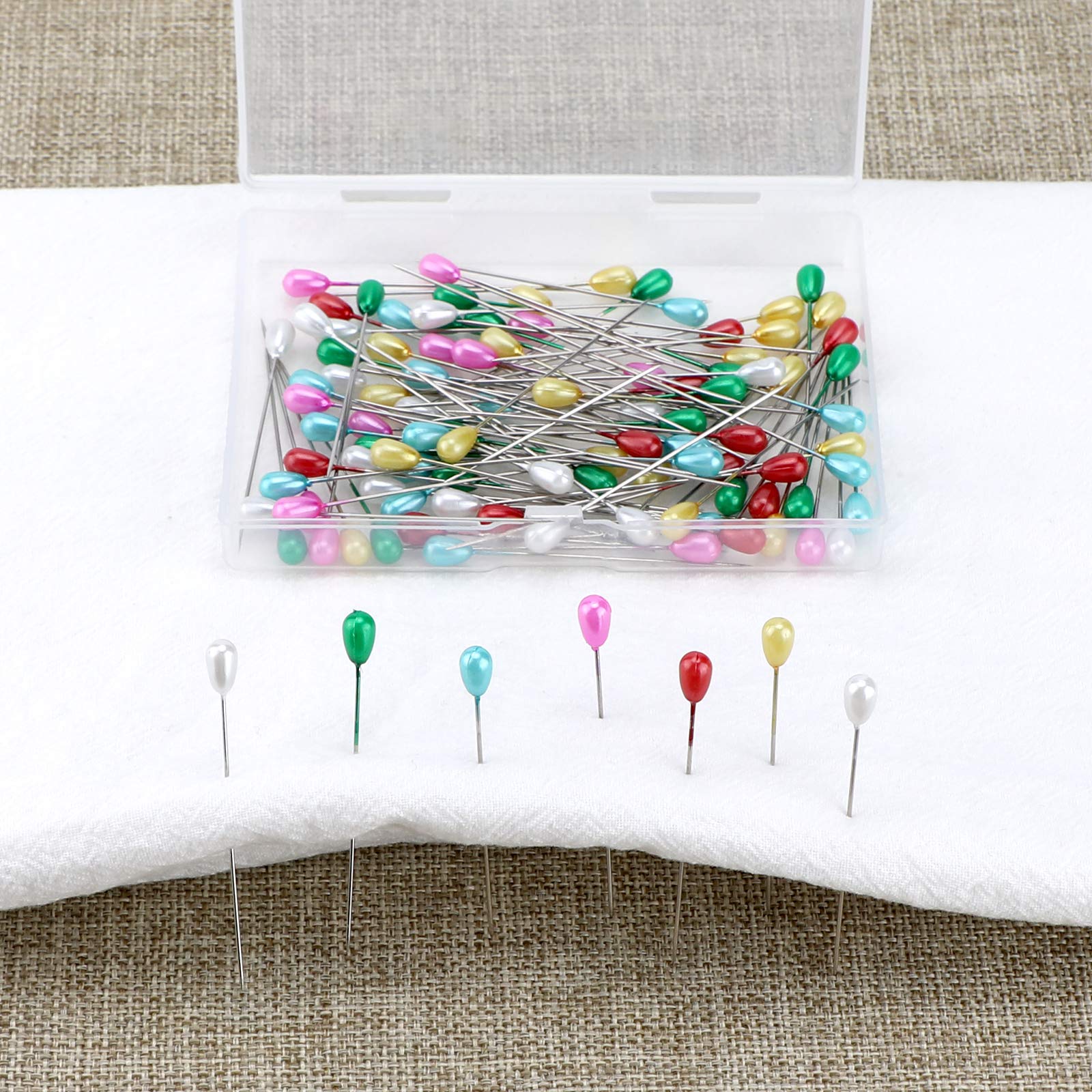 SAVITA 200pcs Teardrop Pearl Pins for Sewing, Crafts & Wedding Decor