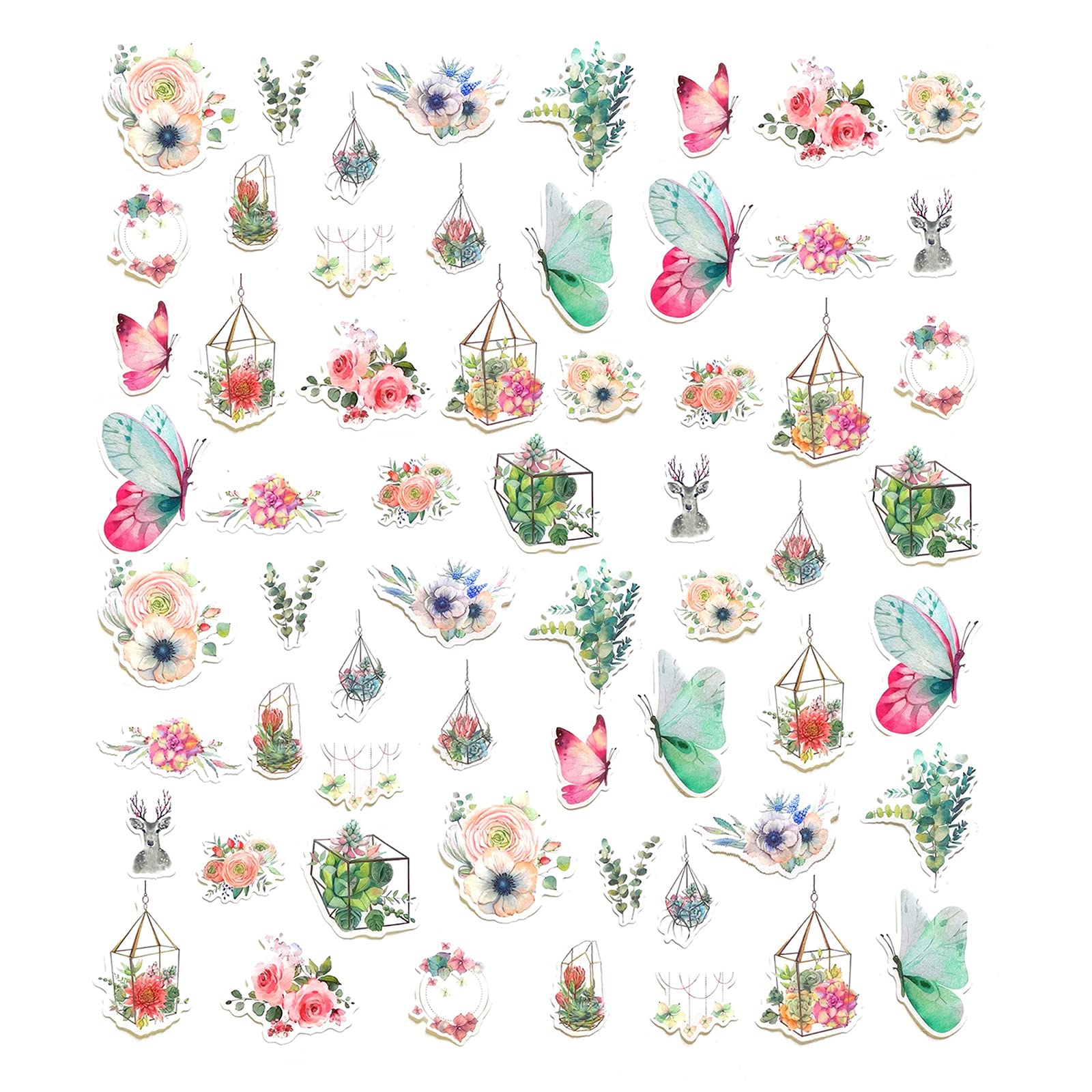 60pcs DIY Plant & Garden Stickers for Laptop, Scrapbook, Luggage, Windows - Morris' Garden Themed Decorative Vinyl Stickers for Journaling, Water Bottles & Home Office Decor