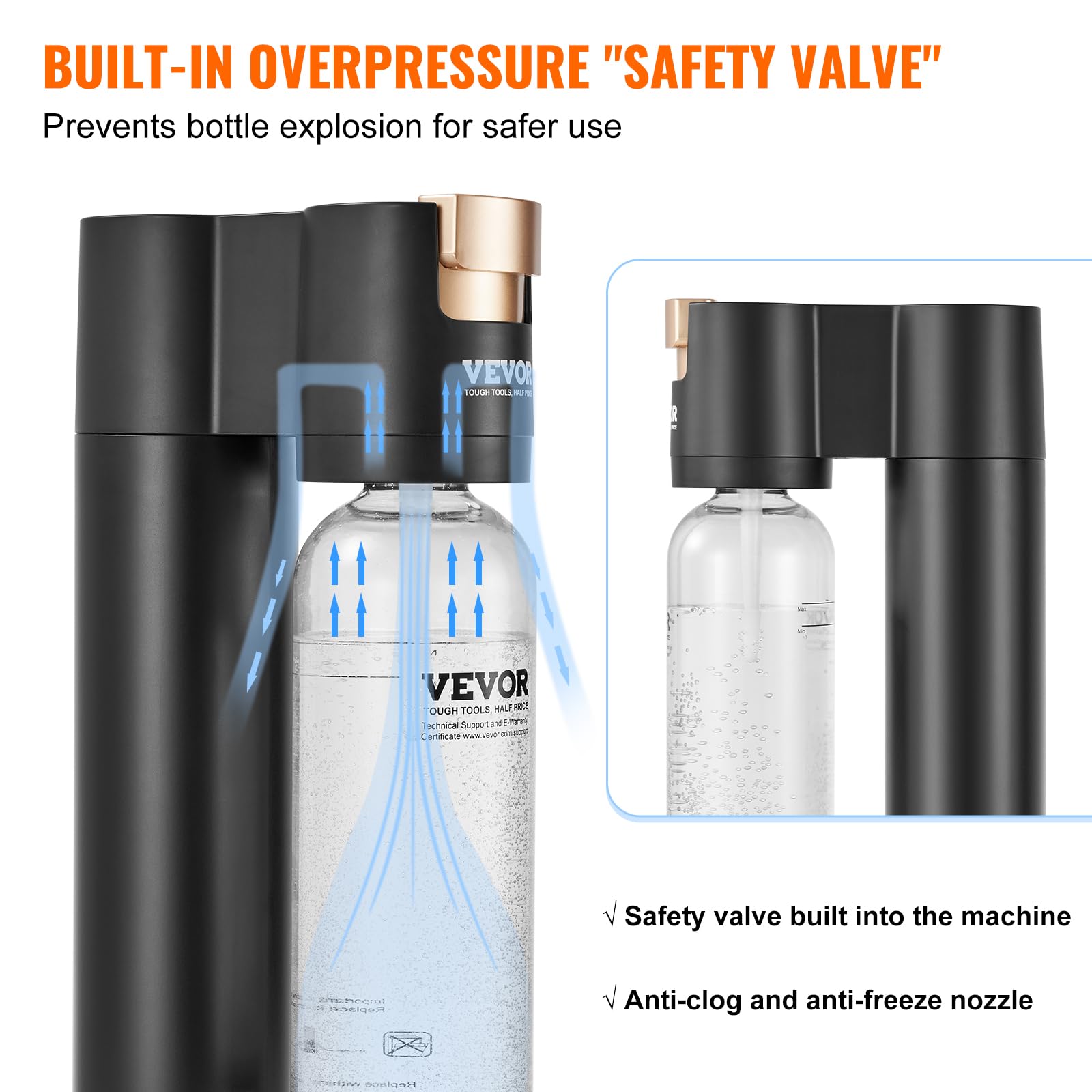 VEVOR Sparkling Water Maker - Home Soda Machine with BPA-Free 1L PET Bottle, Compatible with 60L CO2 Cylinders (Not Included) | Make Carbonated Water, Seltzer & Sparkling Drinks at Home | Perfect for Parties, Healthy Hydration & DIY Beverages