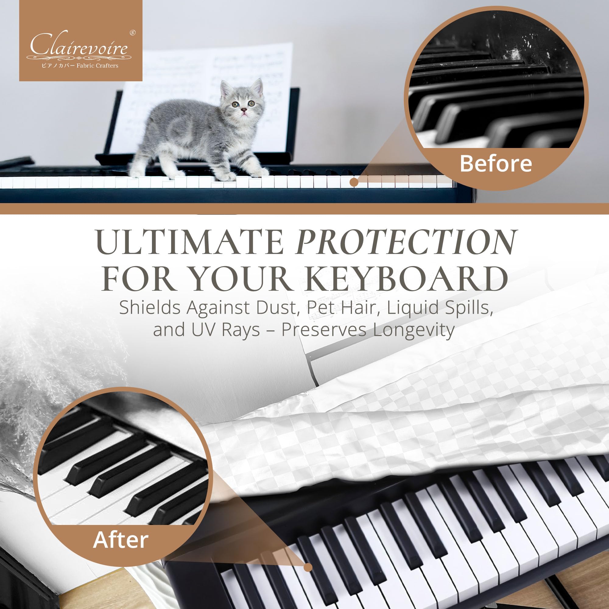 Waterproof Keyboard Cover for Yamaha DGX660 & DGX650 Digital Pianos - 88-Key Electric Piano Protection Cloth (Pearl White) | Perfect for Home, Studio & Stage Use