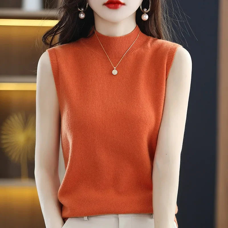 Women's Sleeveless Casual Sweater - Lightweight Summer Knit Top for Layering, Office Wear & Weekend Outfits