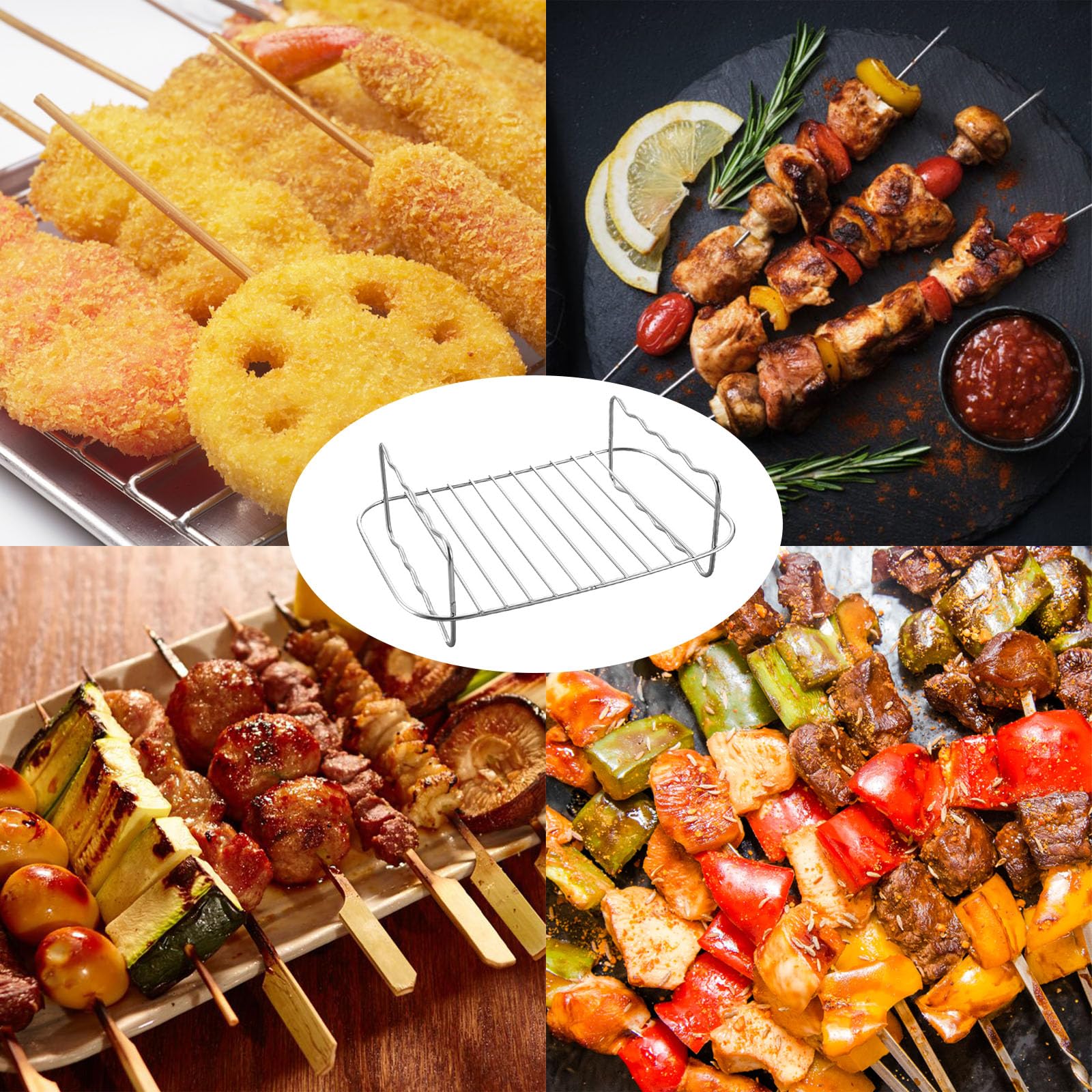 Air Fryer Accessories Set - Double Layer Multifunctional Rack & Grid for Hot Air Fryers - Perfect for Baking, Roasting, and Frying Healthy Meals at Home