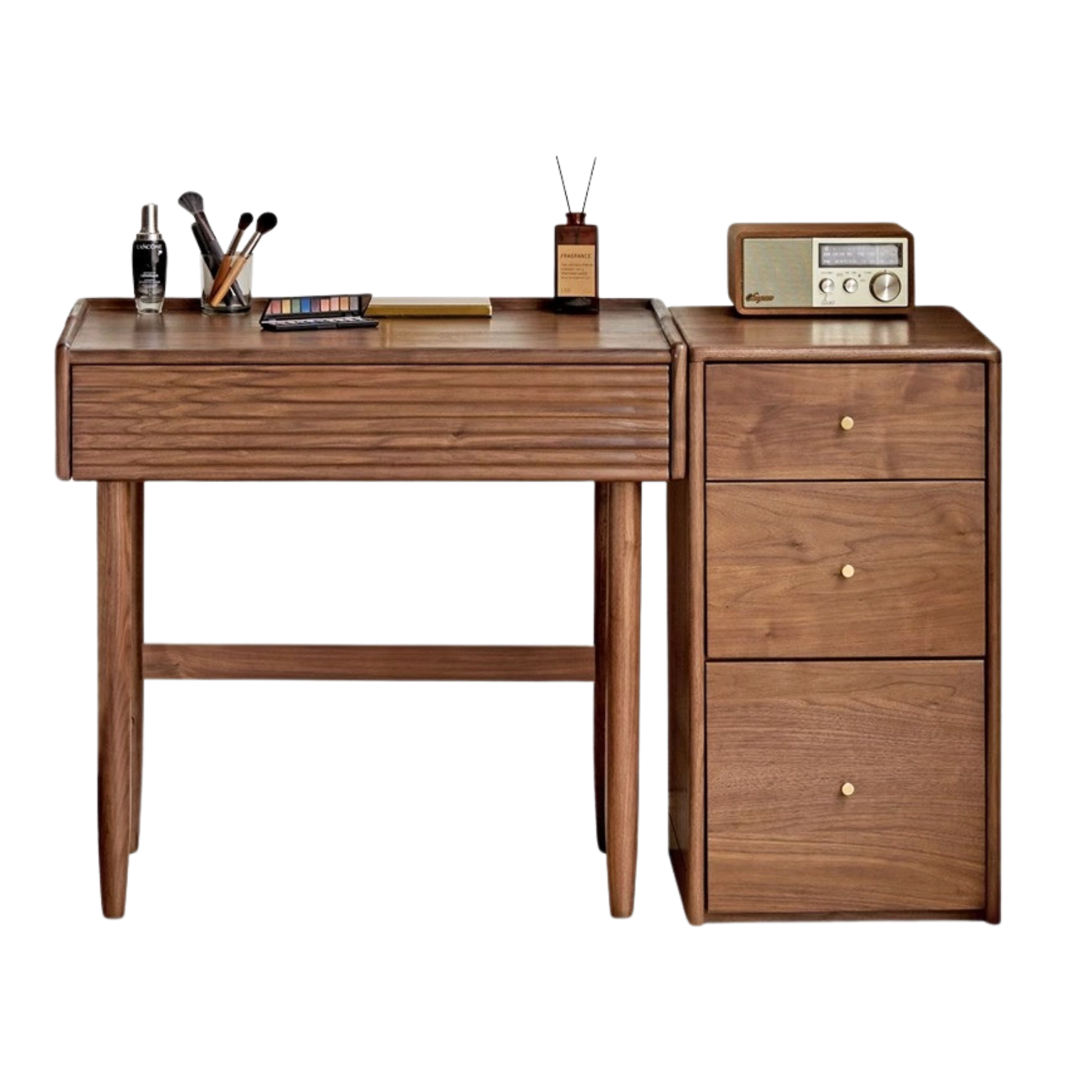 47.2x19.6x29.9 inch / 120x50x76 cm / Rich Dark Walnut color / Makeup table + Cabinet