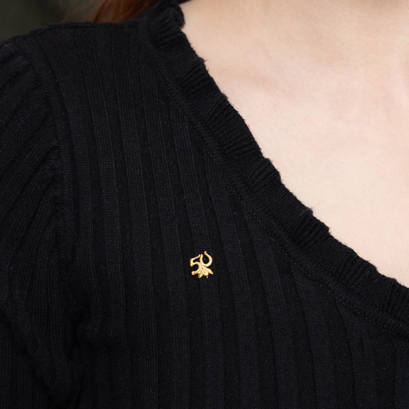 18k Yellow Gold '50' Pin by Cavelti - Elegant Jewelry for Birthdays, Anniversaries & Special Occasions