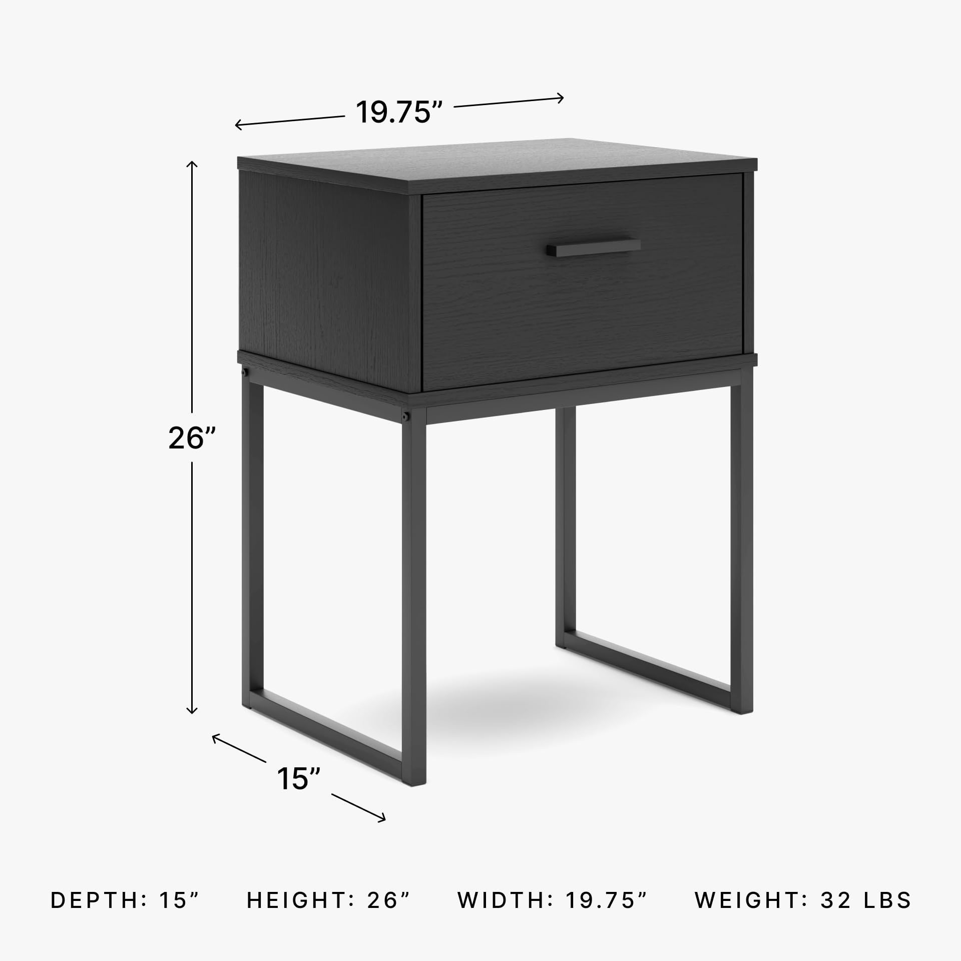Signature Design by Ashley Socalle Modern 1 Drawer Nightstand with Metal Legs, 26.02