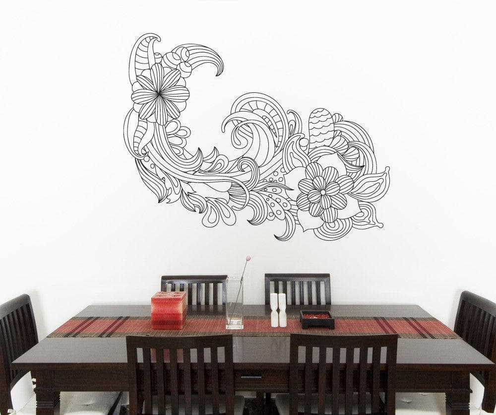 Vinyl Wall Decal Sticker - Floral Wave Design #1008 | Removable Home Decor for Bedroom, Living Room & Nursery