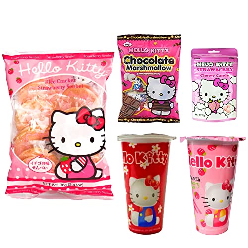 Kali Dreams Hello Kitty Snacks Variety Pack - Strawberry, Chocolate & Tropical Flavored Cookies, Candies & Crackers | Perfect for School Lunches, Office Snacks & Travel Treats