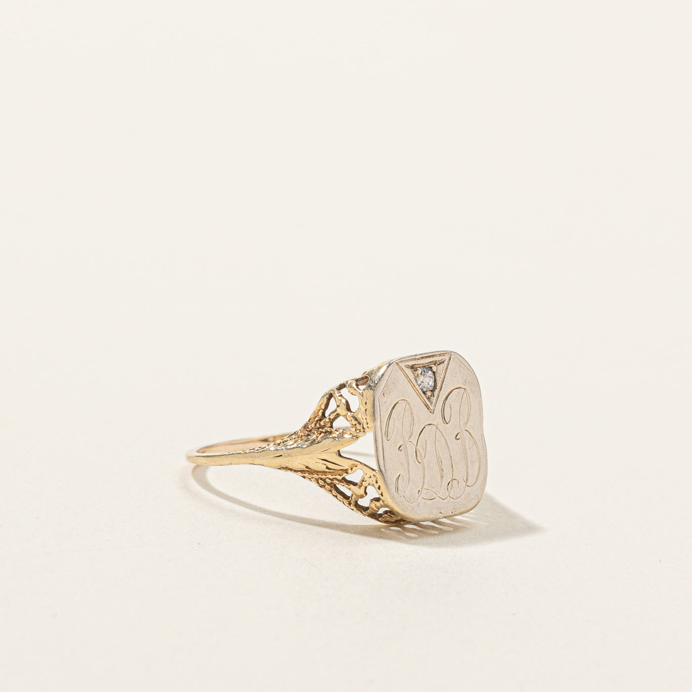 Exquisite Signet BDB Diamond Ring | 0.02ct Round Cut | Size 6 | 14K White Gold | Perfect for Engagement, Anniversary & Special Occasions