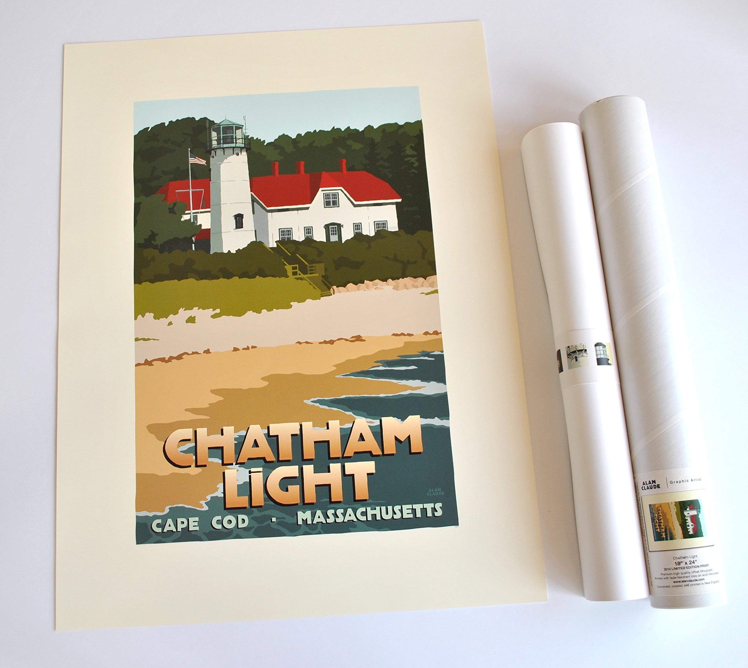 Chatham Light Cape Cod Print - 18x24 Inch Lighthouse Travel Poster Wall Art Decor for Home, Office & Coastal Themed Rooms | Perfect for Beach House, Nautical & Maritime Interior Design