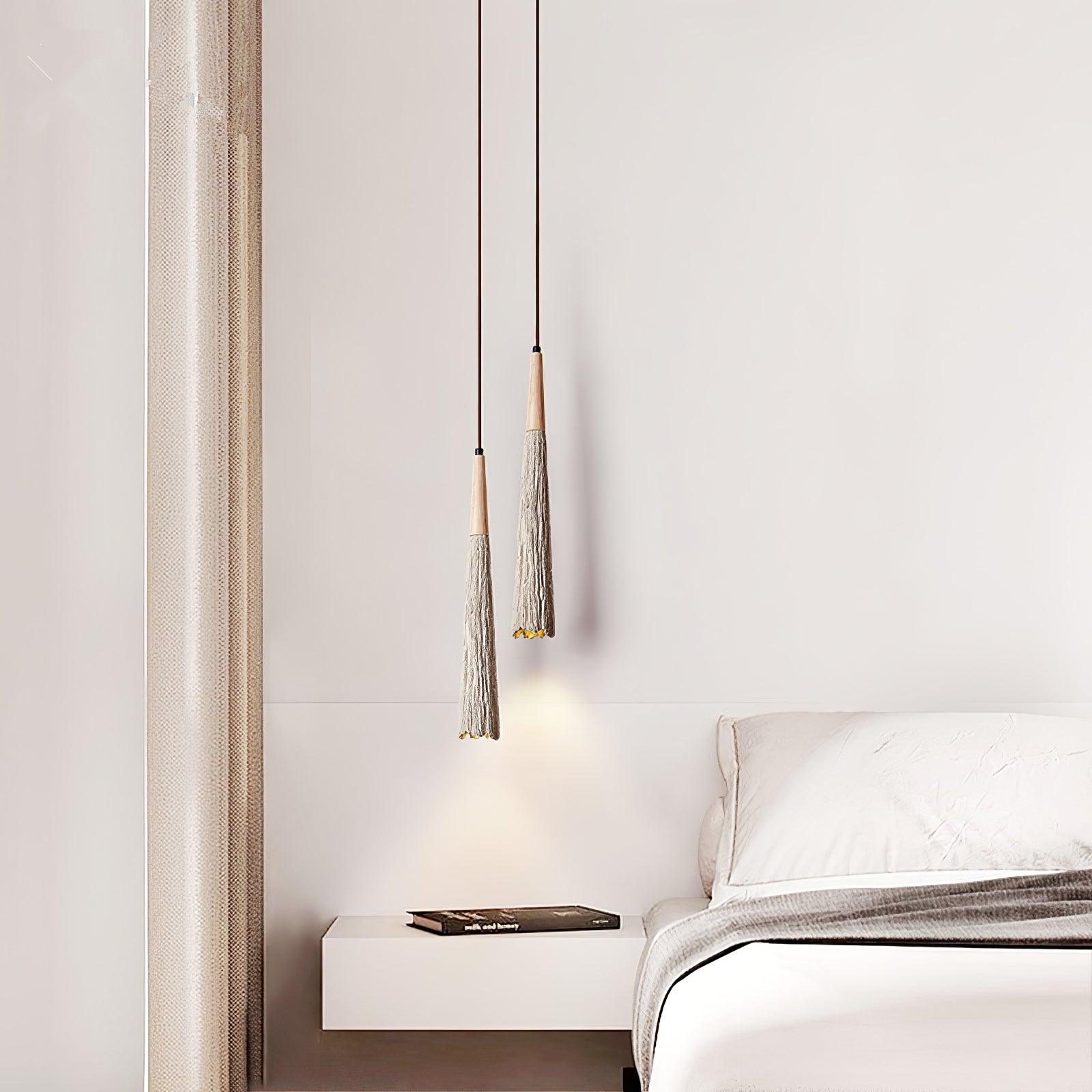 Modern Concrete Pleated Pendant Light - Industrial Style Hanging Lamp for Kitchen Island, Dining Room & Bedroom Lighting