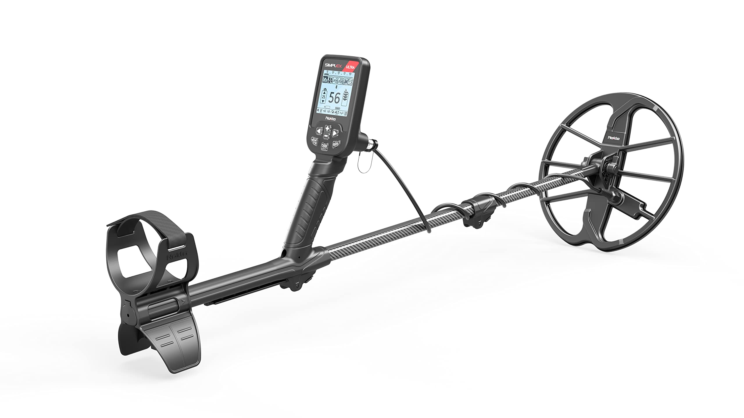 Nokta Simplex Ultra Waterproof Metal Detector with Carbon Fiber Shaft & 11