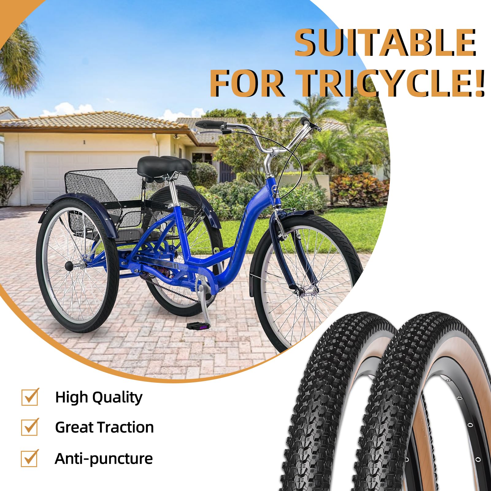 Premium 2-Pack Bike Tires Set - 26x2.10, 27.5x1.95/2.1, 29x2.1/2.25 Inch 60 TPI Mountain Bike Tires with Inner Tubes & Tire Levers - Durable Replacement for Off-Road & Trail Cycling Adventures