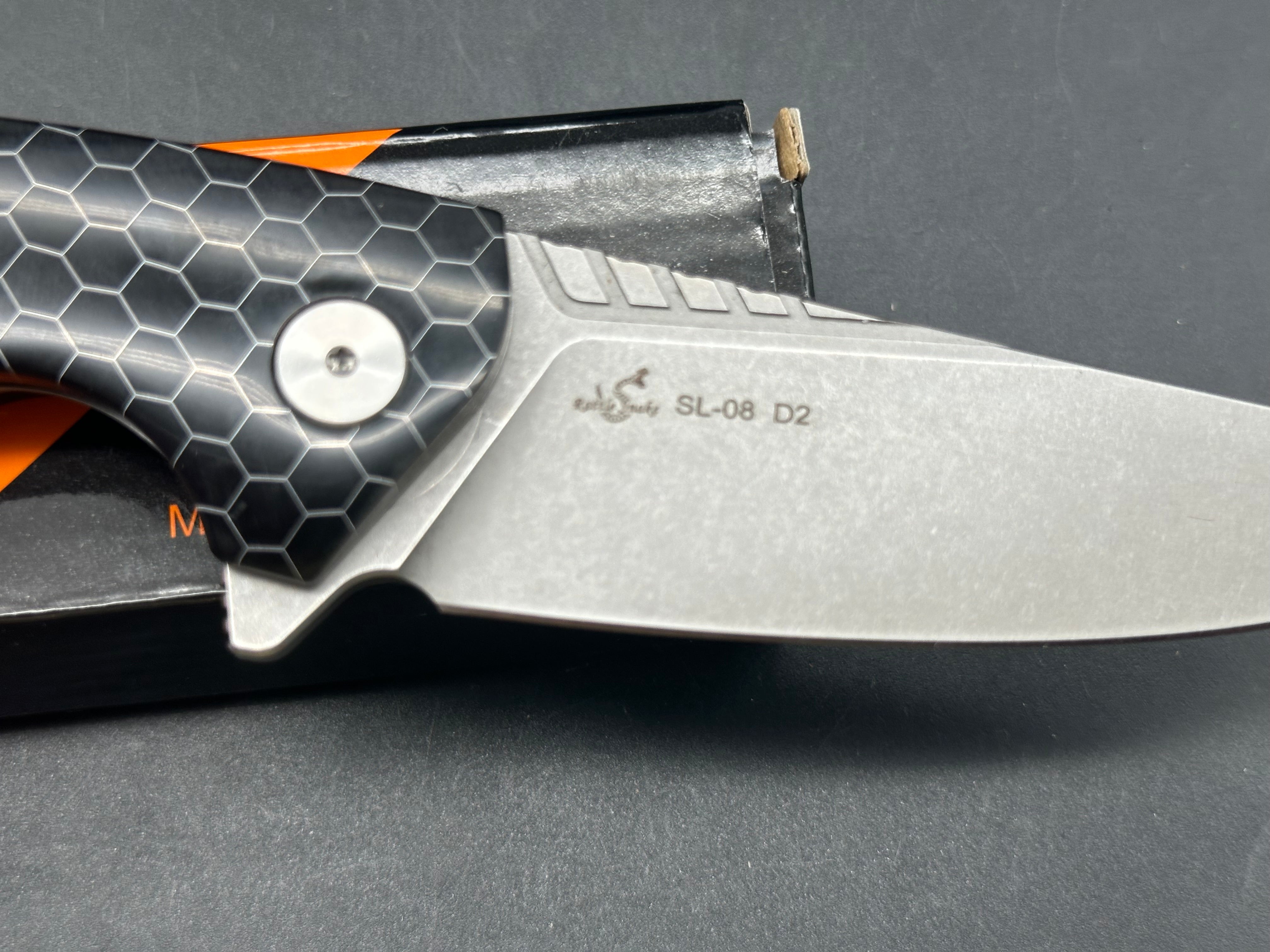 Sixleaf SL 08 Liner Lock Pocket Knife - Black Acrylic Handle with D2 Steel Blade - EDC, Camping, Hiking & Outdoor Survival Tool