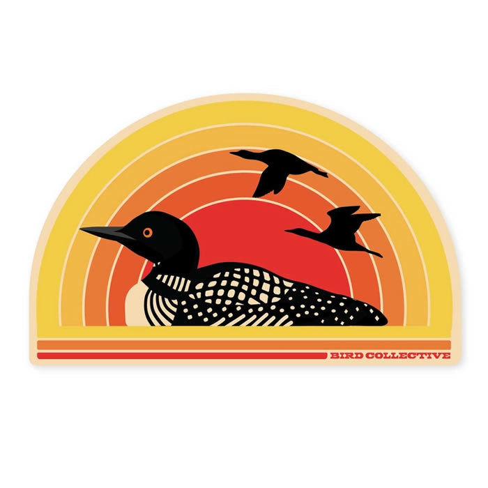 Bird Collective Retro Loon Sticker - Vintage-Inspired Waterbird Decal for Laptops, Water Bottles & DIY Crafts - Perfect for Nature Lovers & Outdoor Enthusiasts
