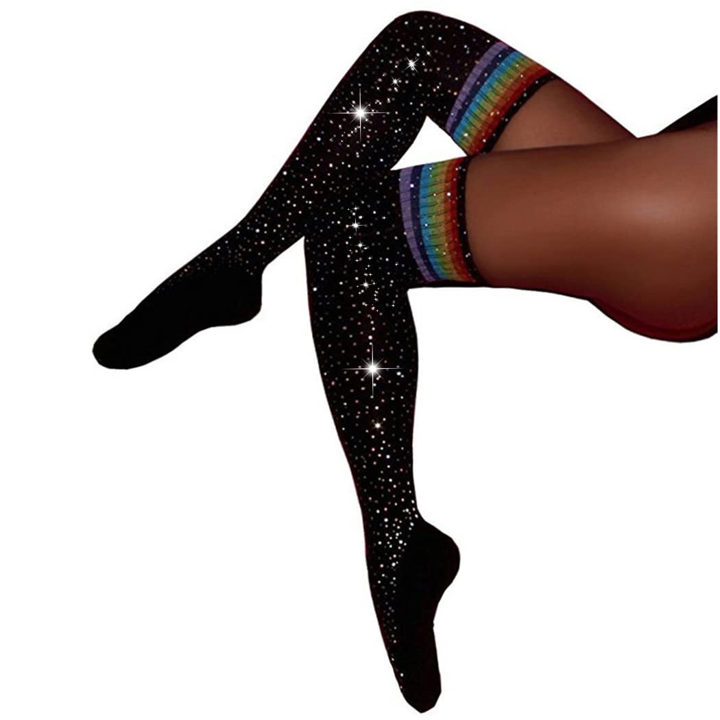 Sparkling Rhinestone Over-the-Knee Stockings | Warm Cotton Thigh High Socks for Women & Girls | Cheerleader, Dance, Party & Winter Fashion Accessories