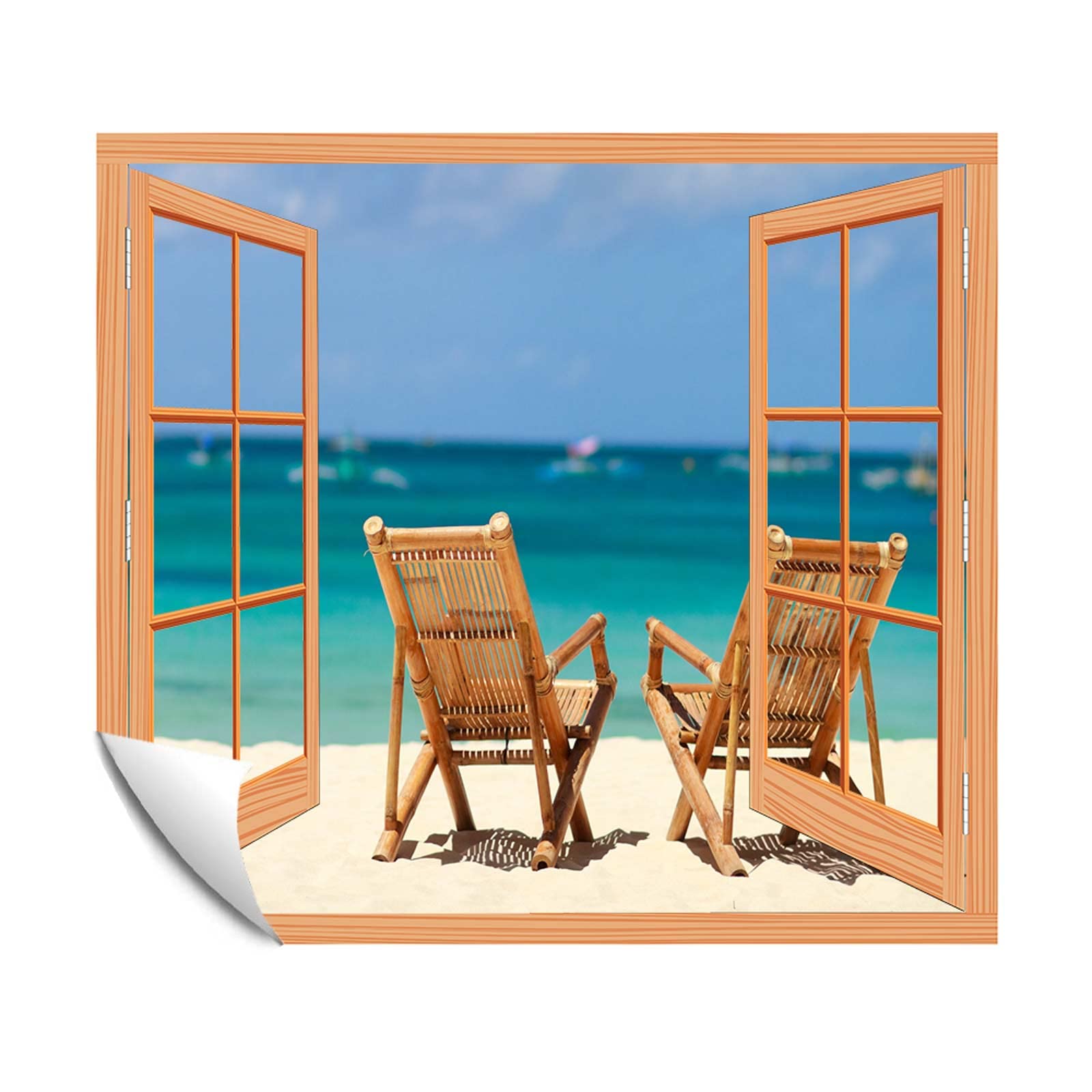 Self-Adhesive Wallpaper - Large Tropical Beach Mural with Two Chairs on White Sand (Boracay, Philippines) - 24