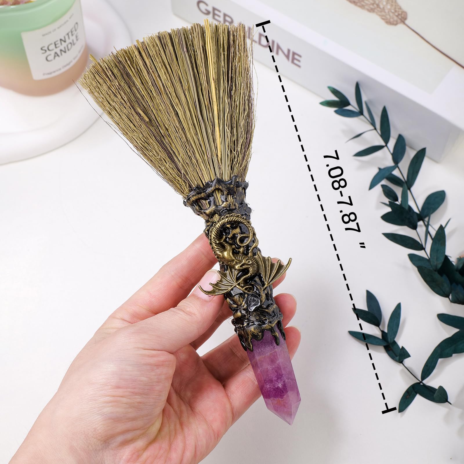 Natural Tiger Eye Crystal Broom - 7.08